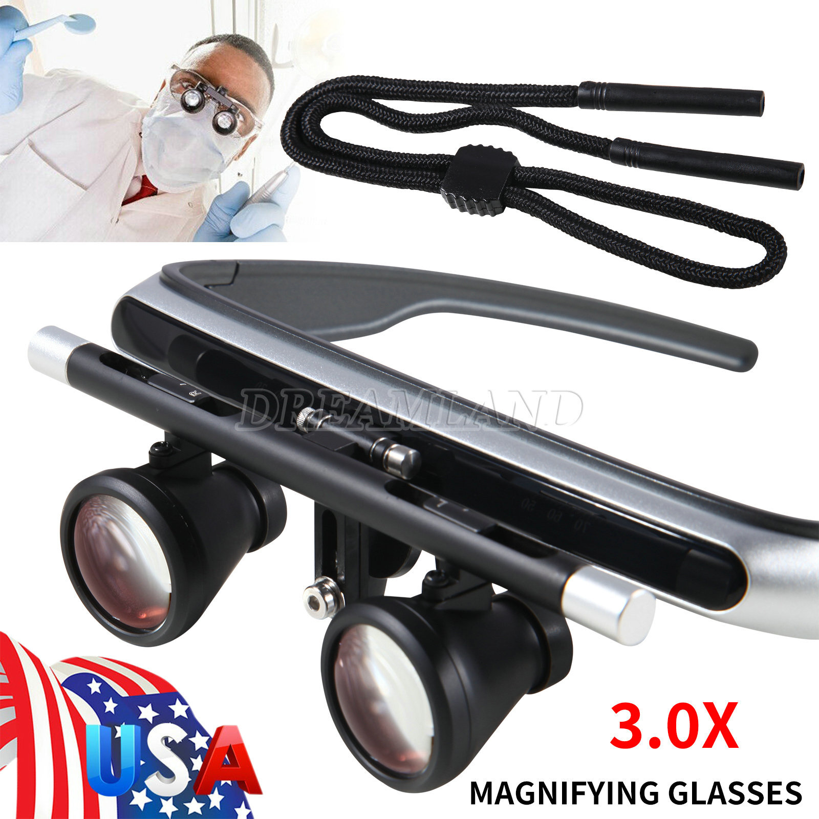 Surgical Dental Loupes Glasses Binocular Magnifier 3.0X 500mm FDA CE