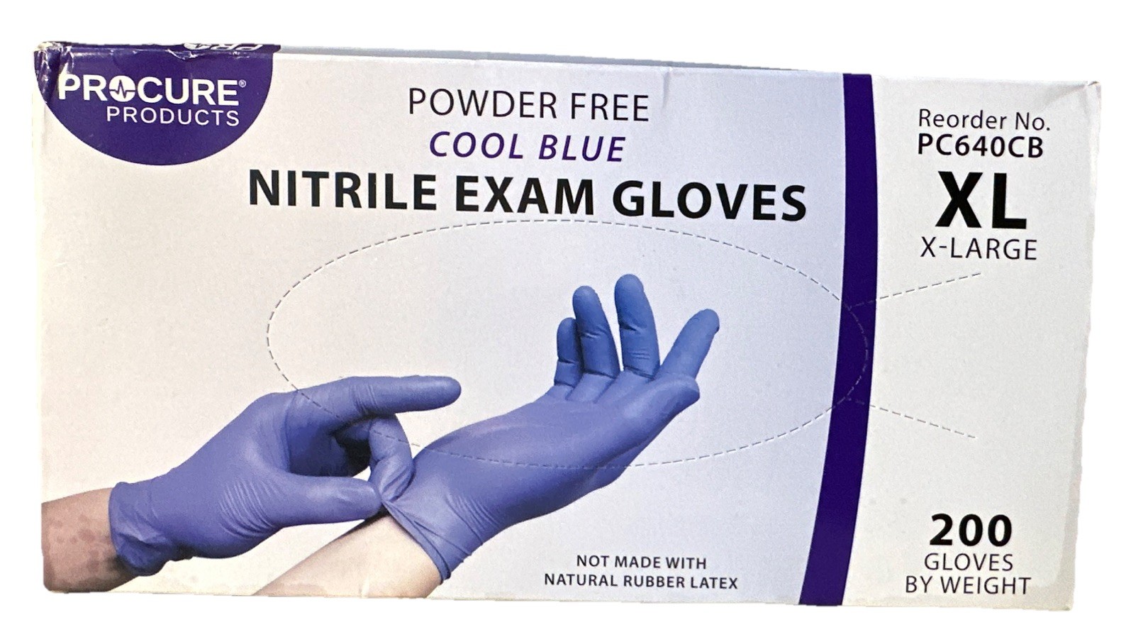 ProCure PC640CB Cool Blue Nitrile Exam Gloves Powder-Free X-Large 200