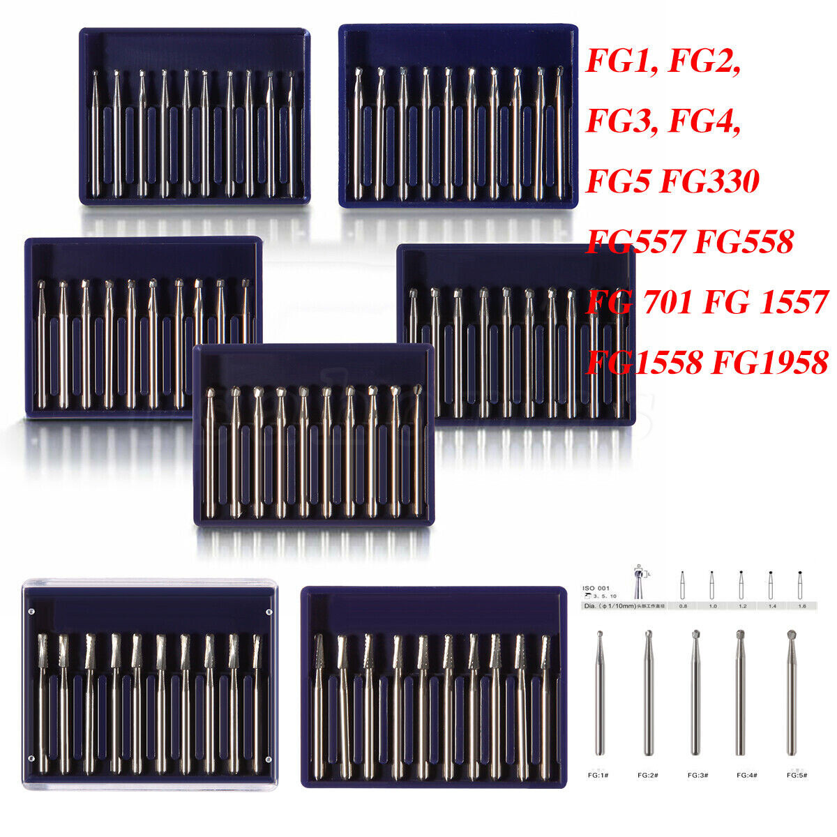 10 Pcs Dental Cutting of Hard Tissue Bone Tungsten Carbide Burs 19mm FG