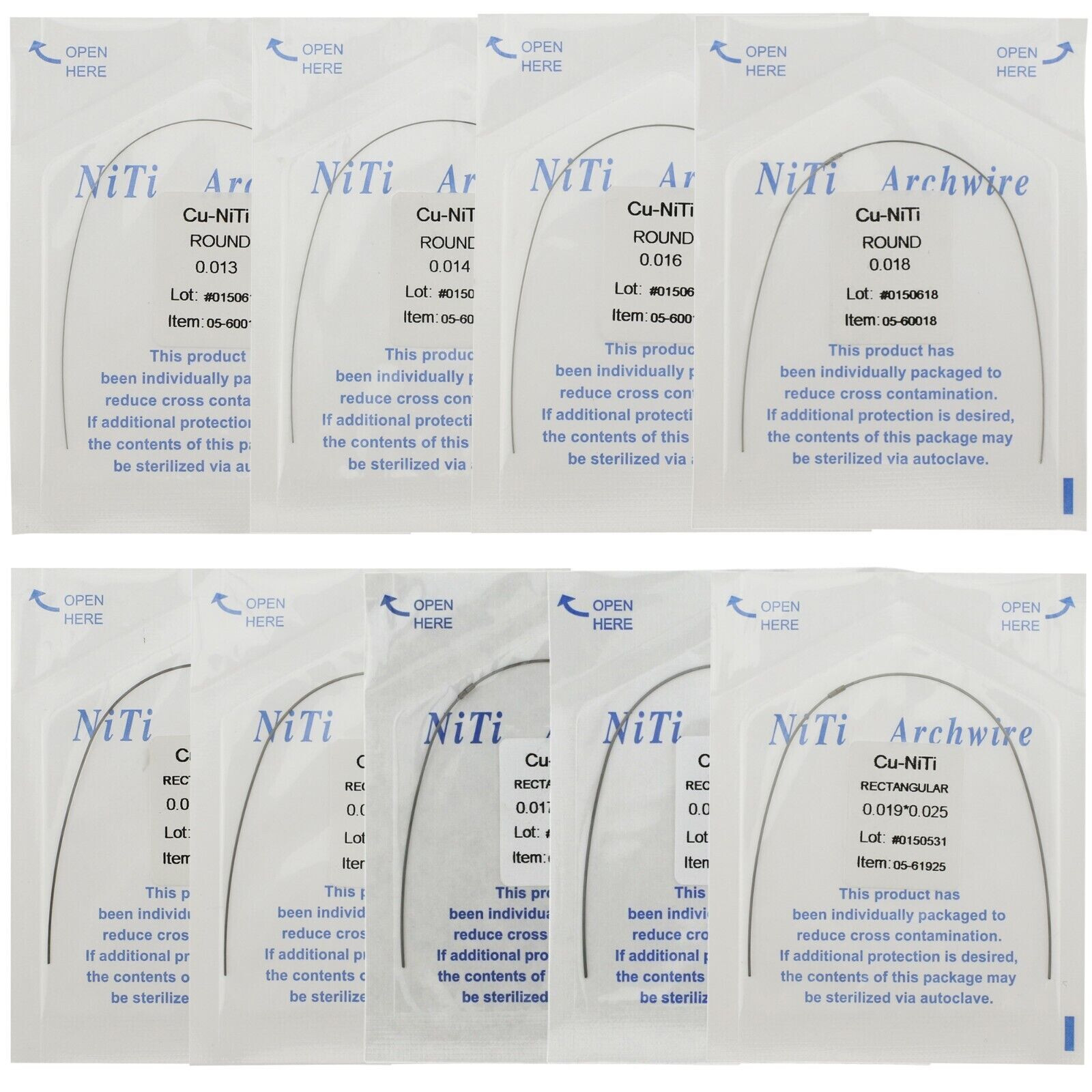 Dental Orthodontic Super Elastic Arch Wire Cu-NiTi Rectangular Damon Stops