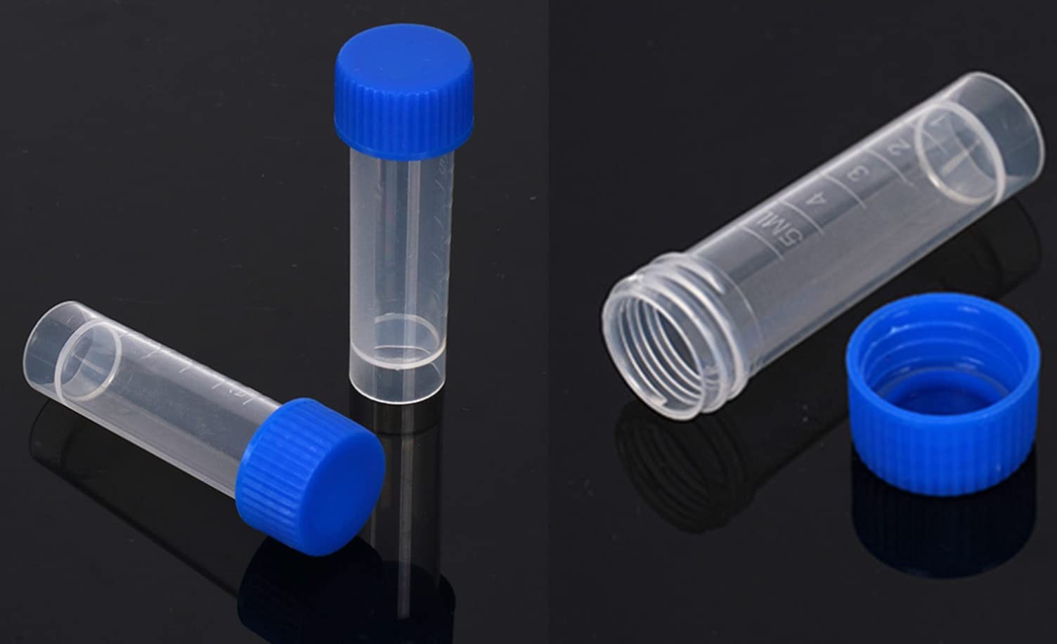 100 PCS 5ml Cryo Tubes Orange Screw Cap Graduated Vial Sample Bottles Tubes
