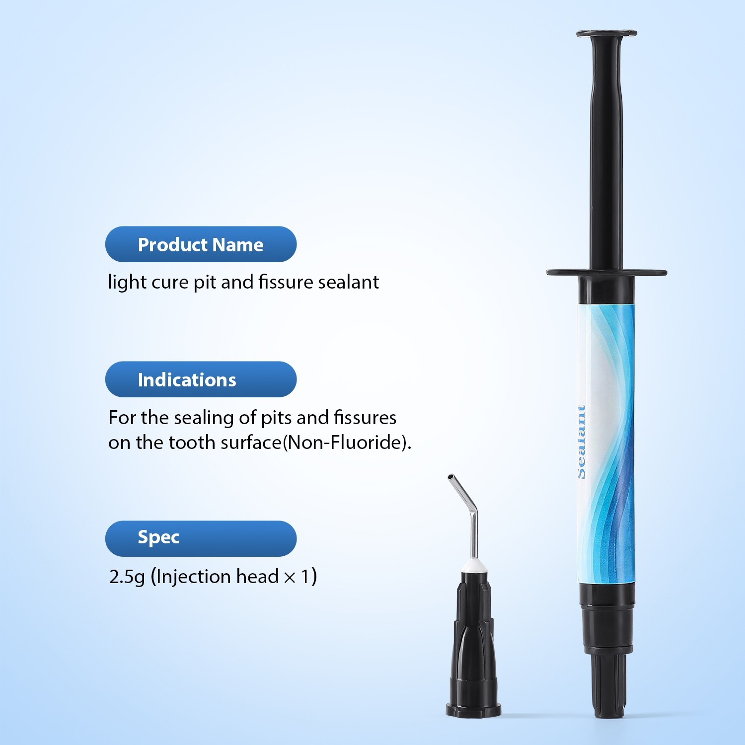 Dental Light Cure Pit And Fissure Sealant Syringe Caries Prevention Teeth 2.5g