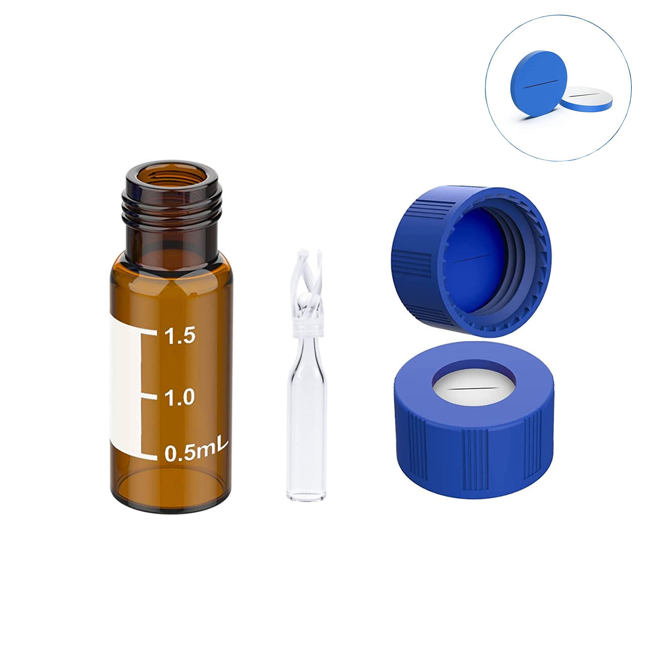 Simpure 2000x 2ml Clear/Amber Autosampler Vials & Screw Caps +250uL Vials Insert