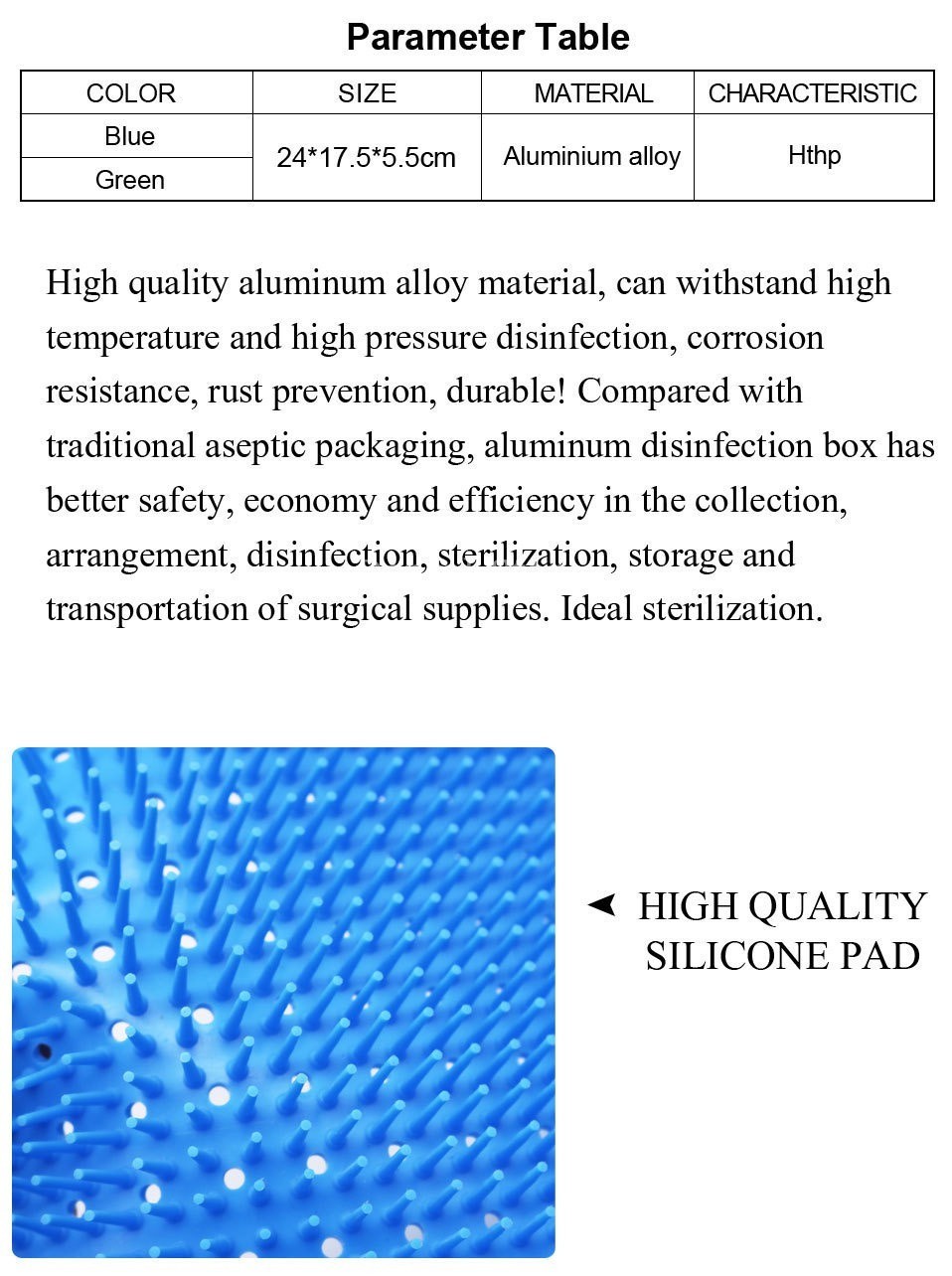 Surgical Sterilization Tray Box Aluminum Alloy Disinfection case Box Instrument