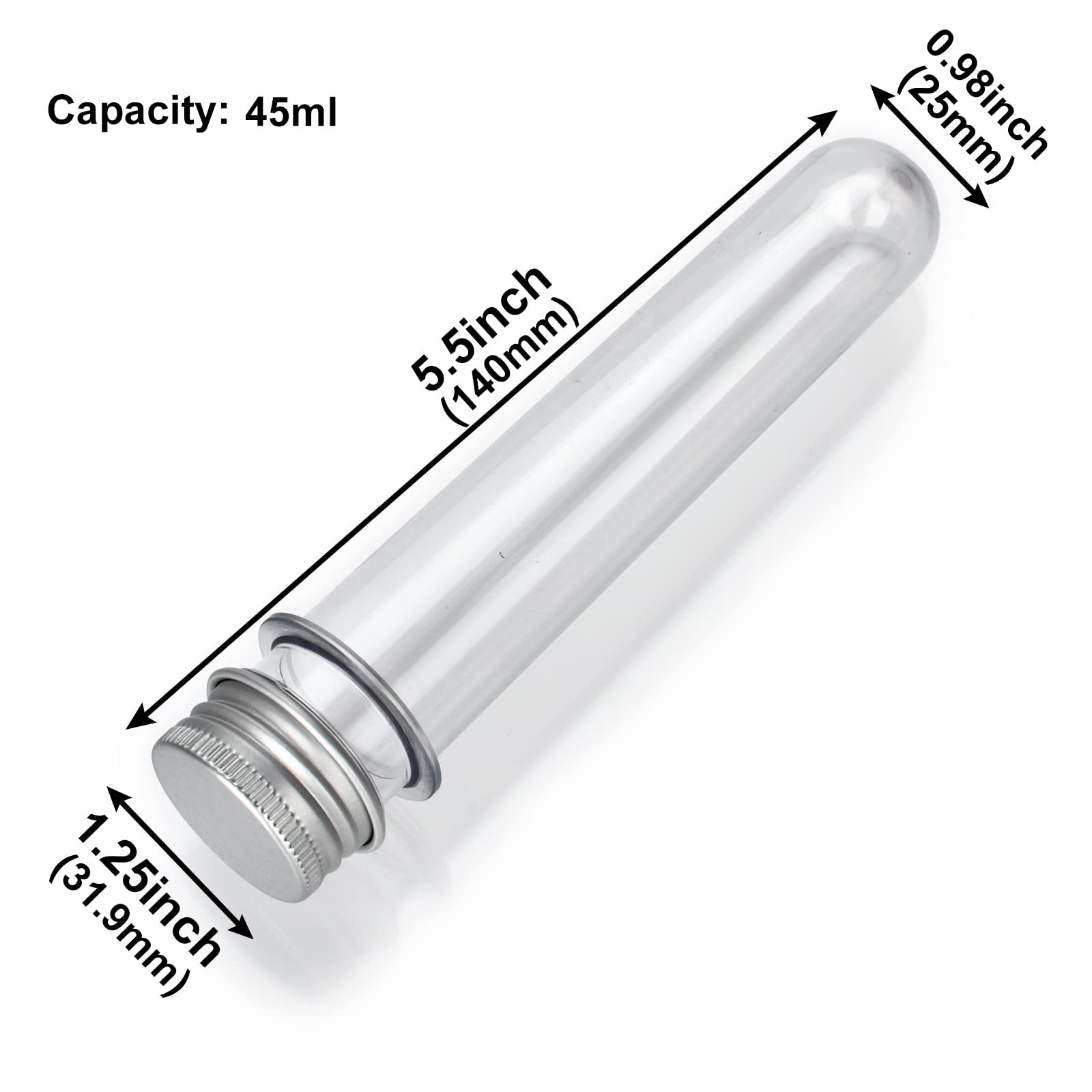 Plastic Test Tubes with Screw Caps 45ml Clear Tubes for Scientific Experiments