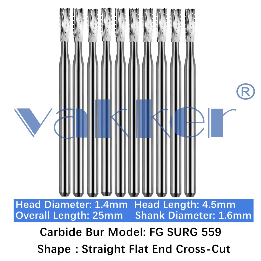 10-100pc Vakker Dental Surgical Carbide Burs FGOS559 25mm Round Burs High Speed