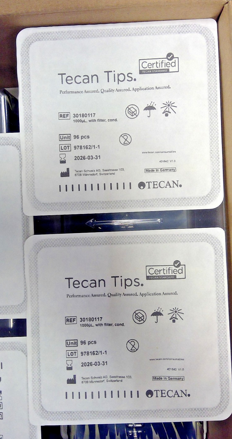 Lot of 2304 Tecan Conductive Filter Tips, 1000uL, #30180117, Exp 3/31/26