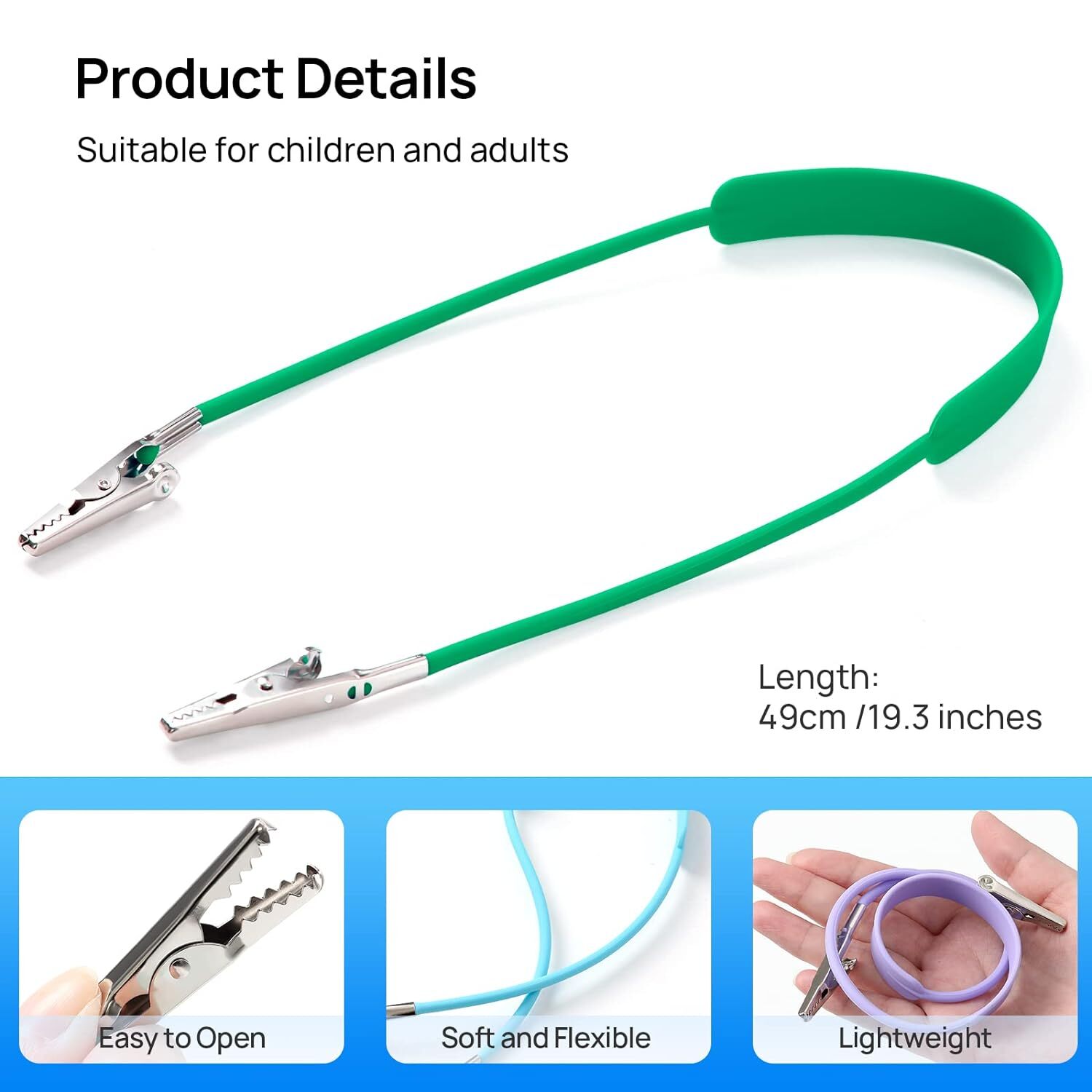 10PCS Dental Bib Clips Flexible Silicone Chain Baby Patient Napkin Holder Clip