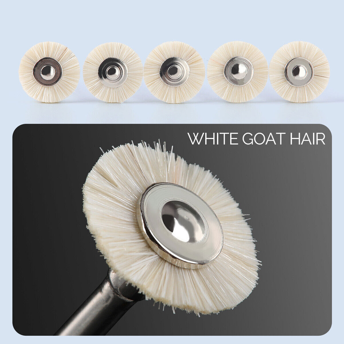 Dental Polishing Brush Wheel RA 2.35mm White Goat Hair/Felt/Cotton 5pcs/pack