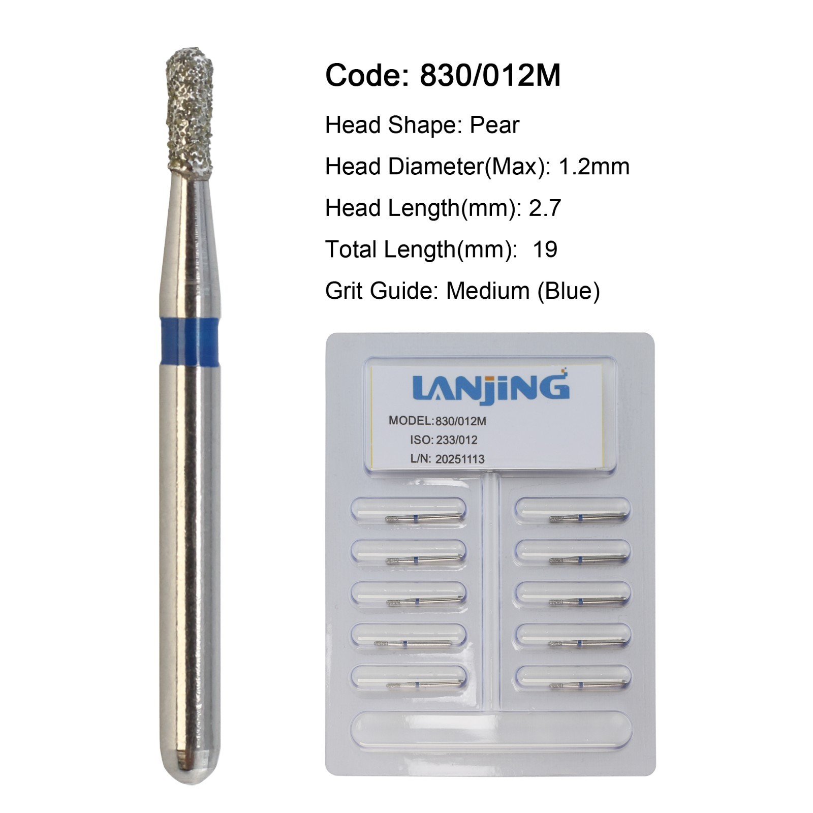 Dental Diamond FG Burs Round End Taper Cylinder Football Pear Barrel High Speed