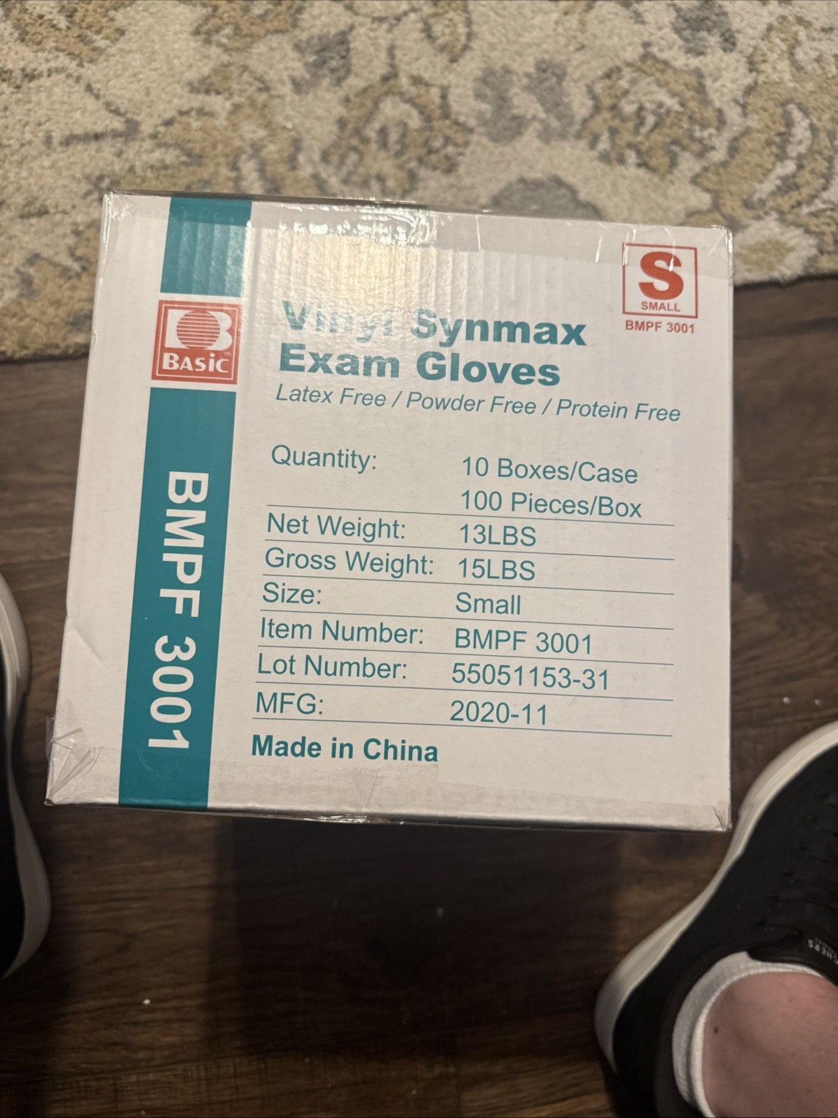 Basic BMPF3001 Vinyl Synmax Exam Gloves – Small. 1,000 Pr Sealed Case Latex Free