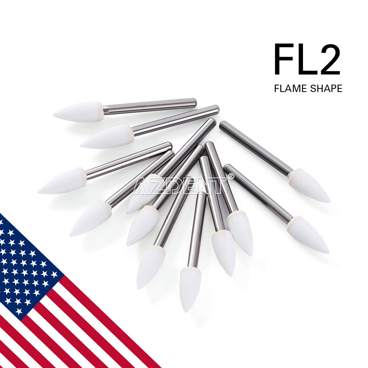 Dental Mounted White Polishing Stones Flame shape FG bur Arkansas Stone Points