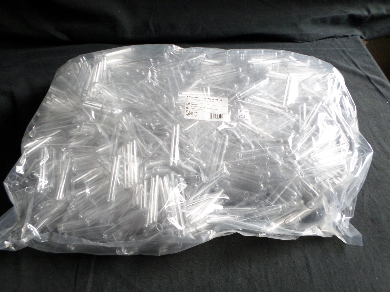 (1000) Sarstedt Test Tubes Round Base 75 x 13mm, 5mL PS, 55-475-305