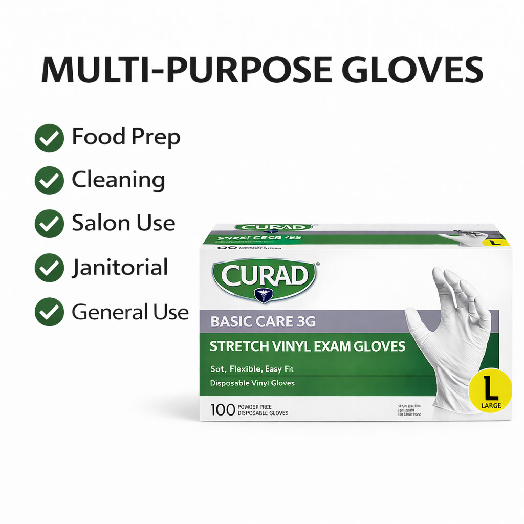Vinyl Exam Gloves Large Powder Free Latex Free Disposable 100-1000 Bulk