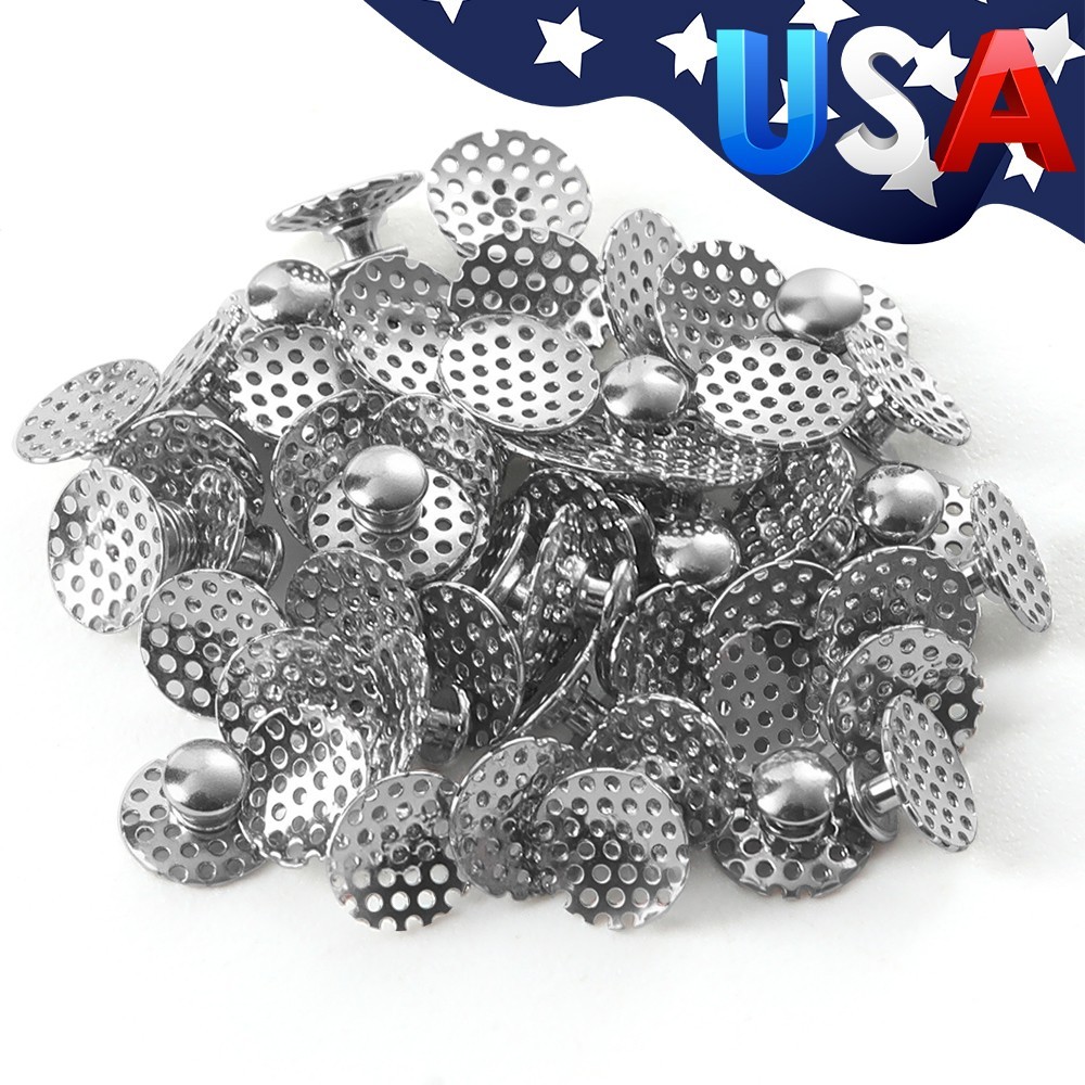 Dental Ortho Bondable Lingual Buttons w/ Hole Round Hollow Base Stainless Steel