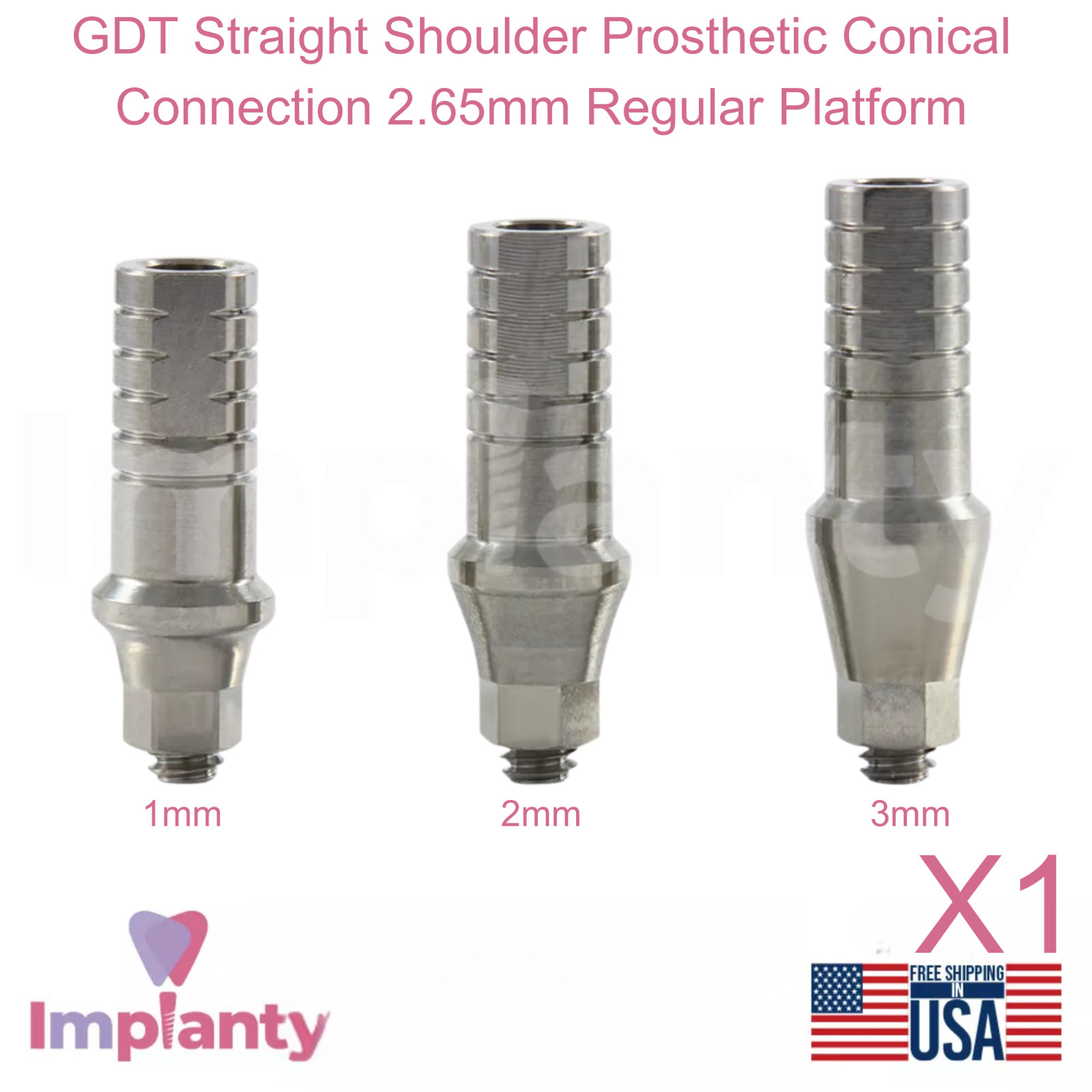 GDT Straight Shoulder Prosthetic Conical Connection 2.65mm Regular Platform