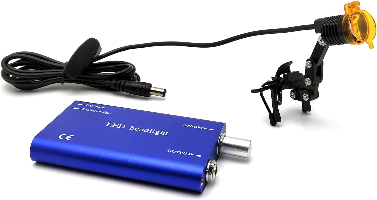 Dental Medical 3W LED Metal Clip-on Head Light with Filter for Glasses Blue USA
