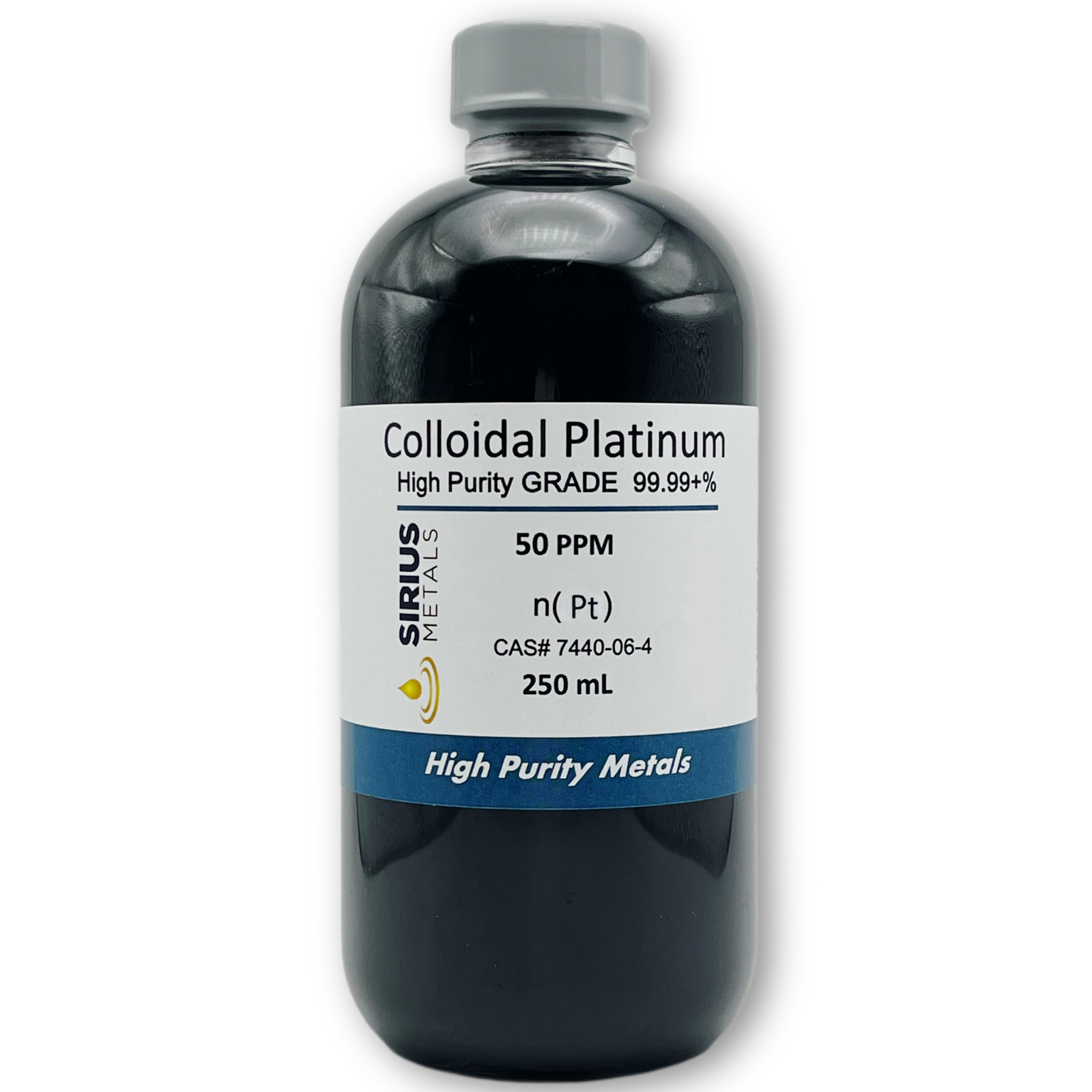 True Colloidal Platinum NanoParticles (PtNPs): 50 ppm – 250 mL in Plastic