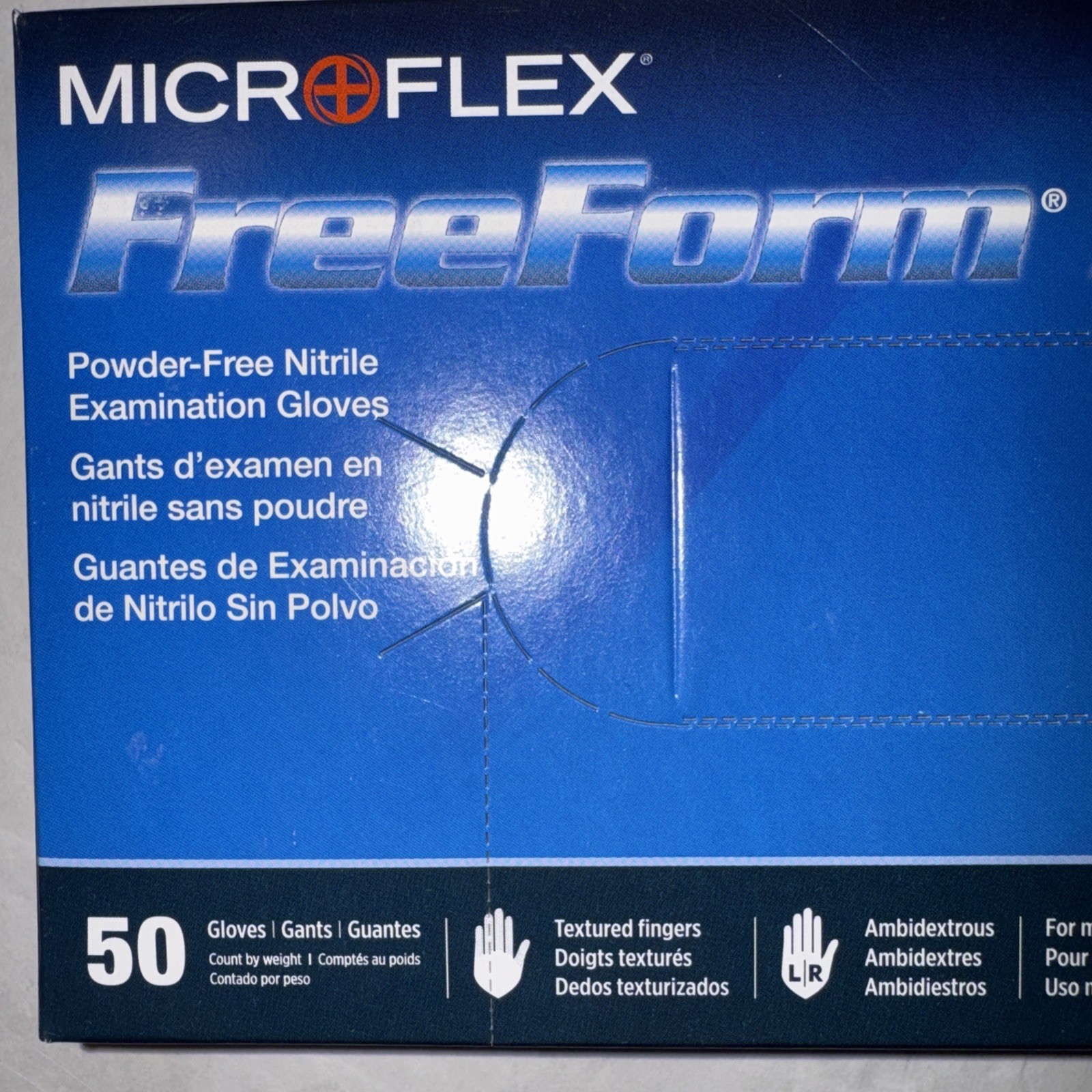 Ansell MicroFlex FreeForm Blue Disposable Nitrile Glove 5 Mil Size- Medium 50 CT