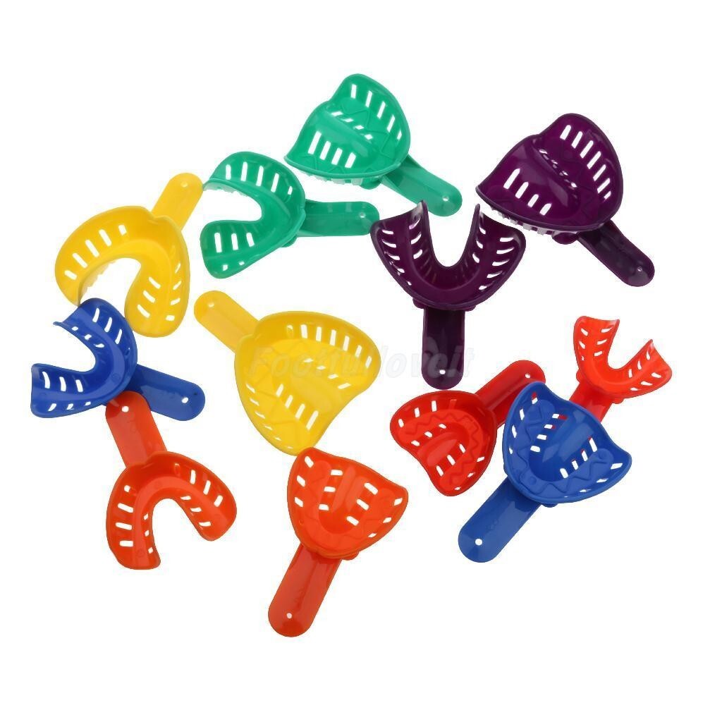 24 Pcs/2 sets Dental Impression Autoclavable Tray Plastic 6 Sizes Adult/Child