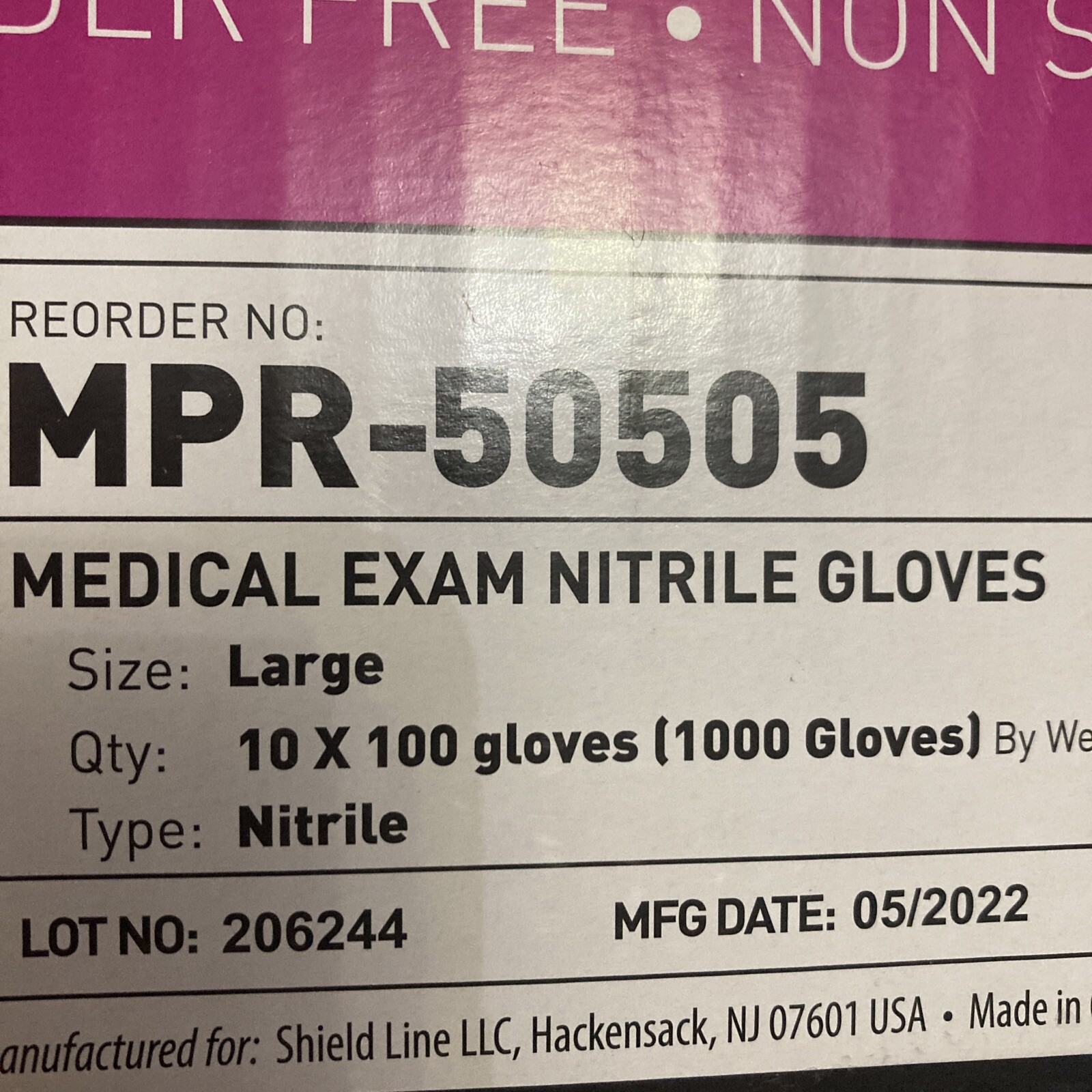MedPride Powder-Free Nitrile Exam Gloves, Large 10 PACKS OF 100