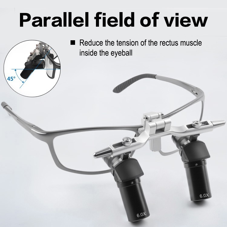 6X Magnifier Dental 48 ° Ergo Optical Loupes For Oral Surgery Prevent Bending