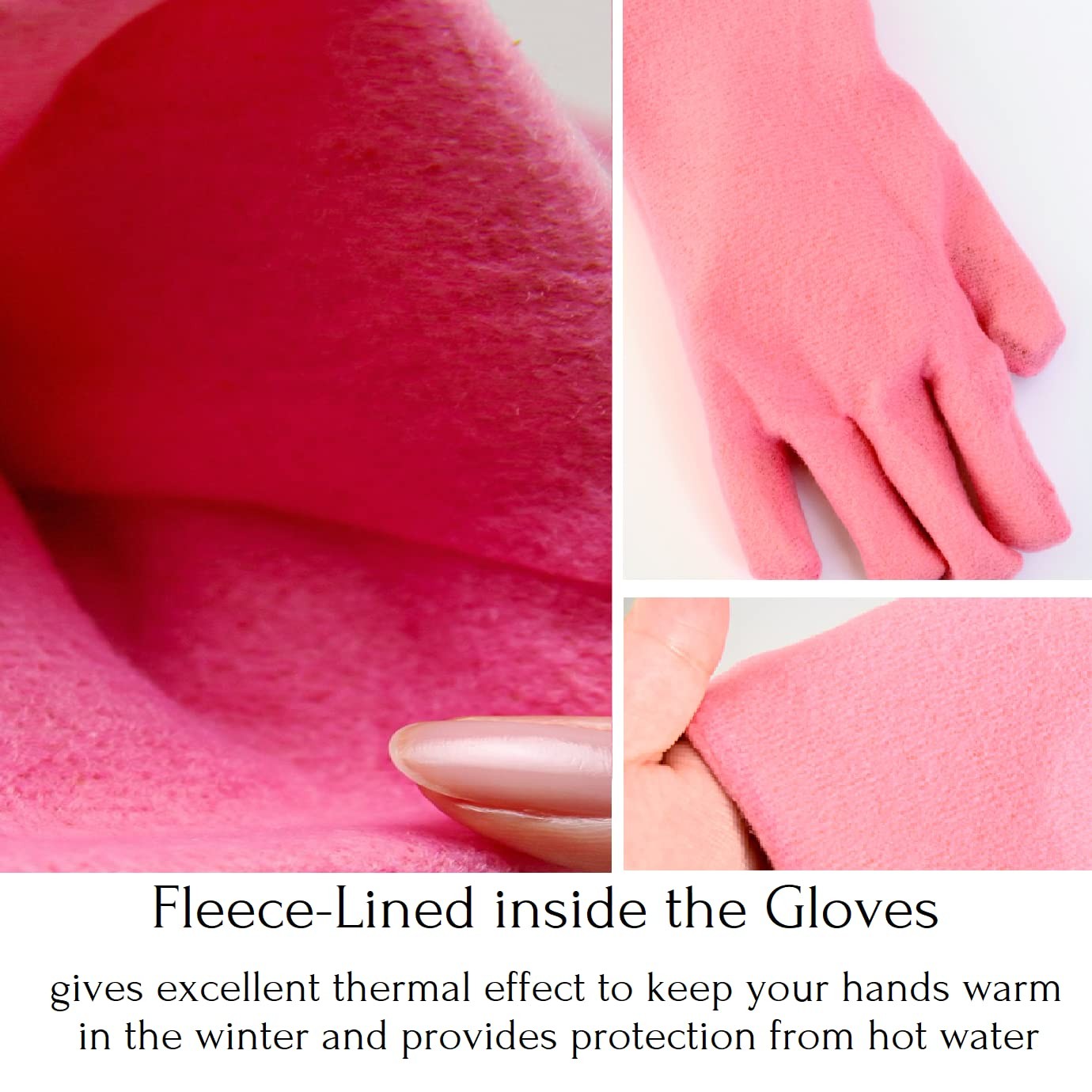 Fleece-lined, Long Cuff, Reusable Waterproof Household Dishwashing Non-Slip C…