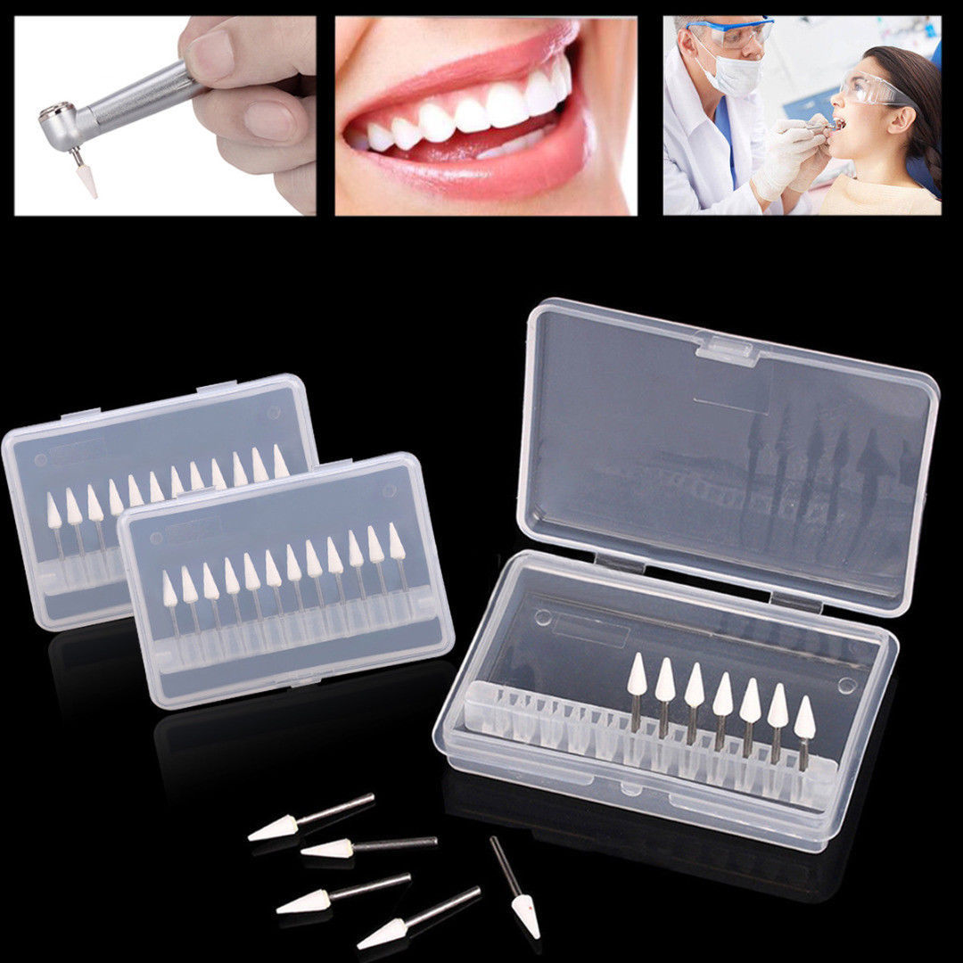 Dental White Stone Porcelain Resin Handpiece Polishing Burs FG Cone/Flame/Round