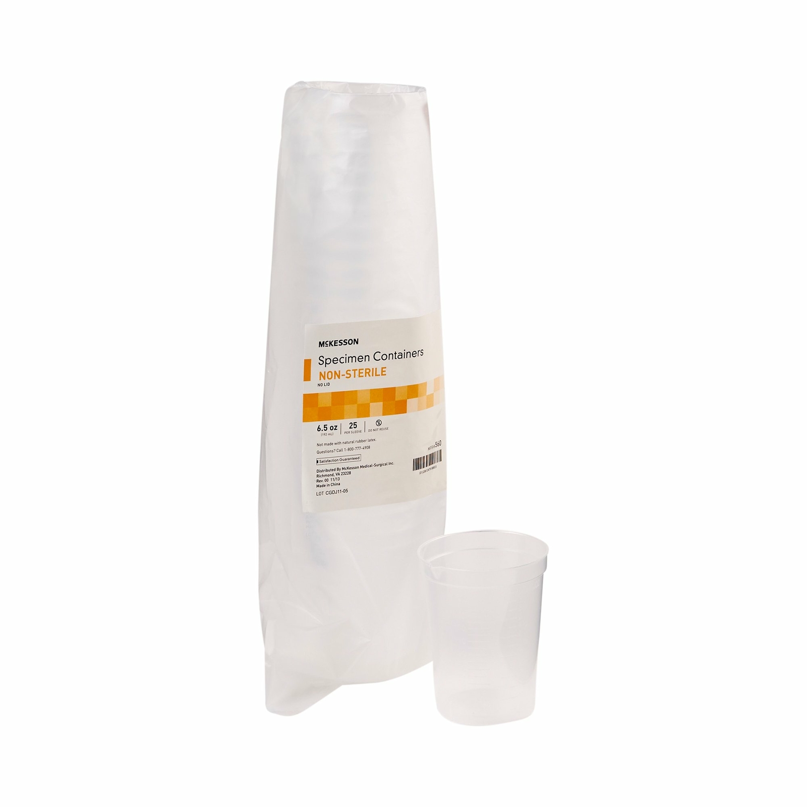 McKesson Specimen Container Disposable 192 mL (6.5 oz.) 560 500 Ct
