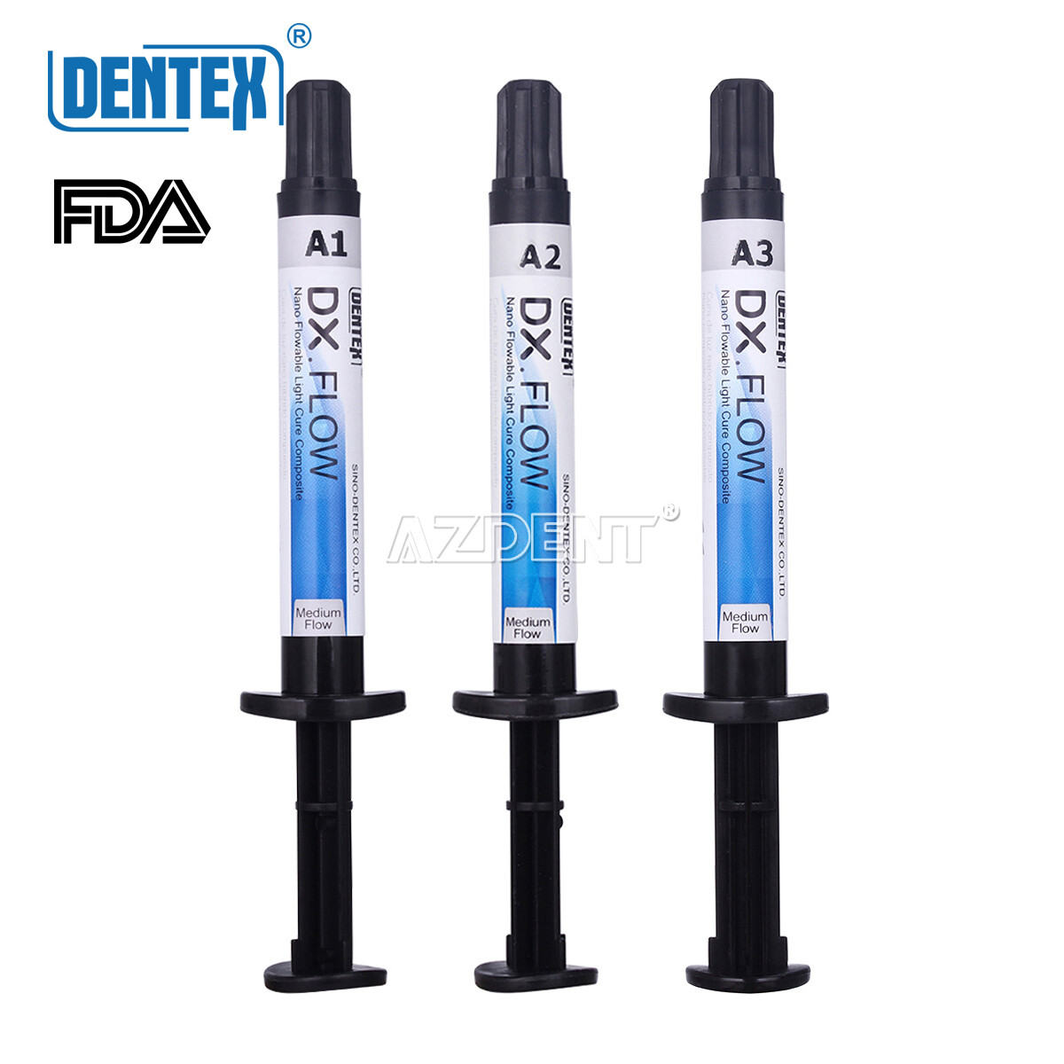 US Dentex Dental Flowable Light Cure Composite Resin Medium/Low Flow A1 A2 A3