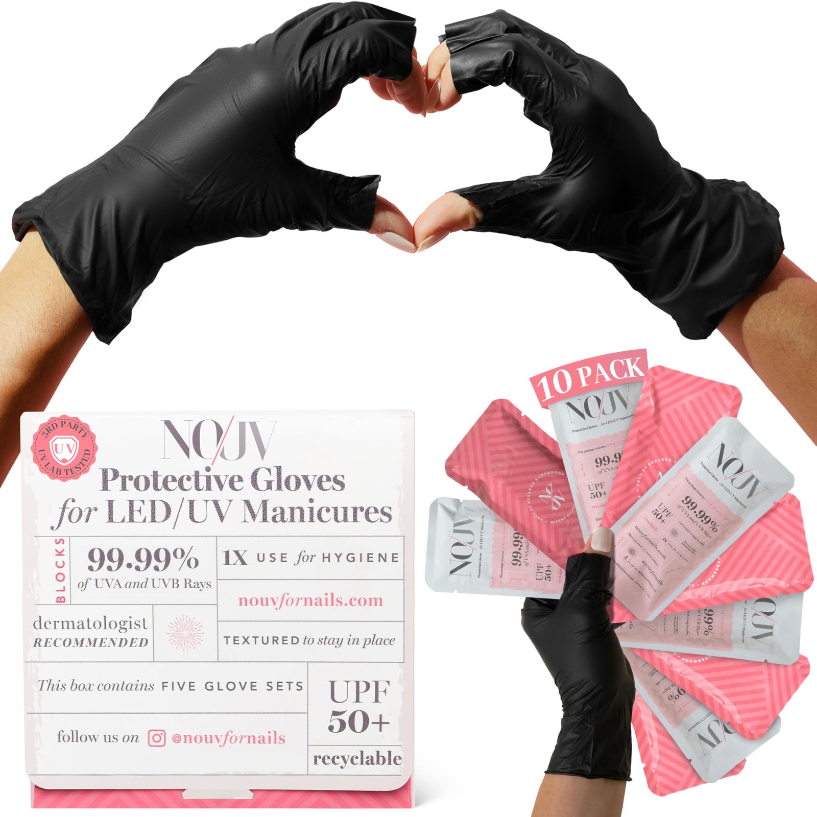– Disposable UV Blocking Nail Gloves for Gel Manicures (2 Pack) – Hygienic UV…