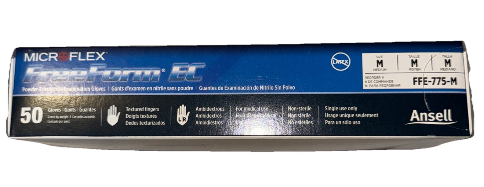 Ansell MicroFlex FreeForm Blue Disposable Nitrile Glove 5 Mil Size- Medium 50 CT