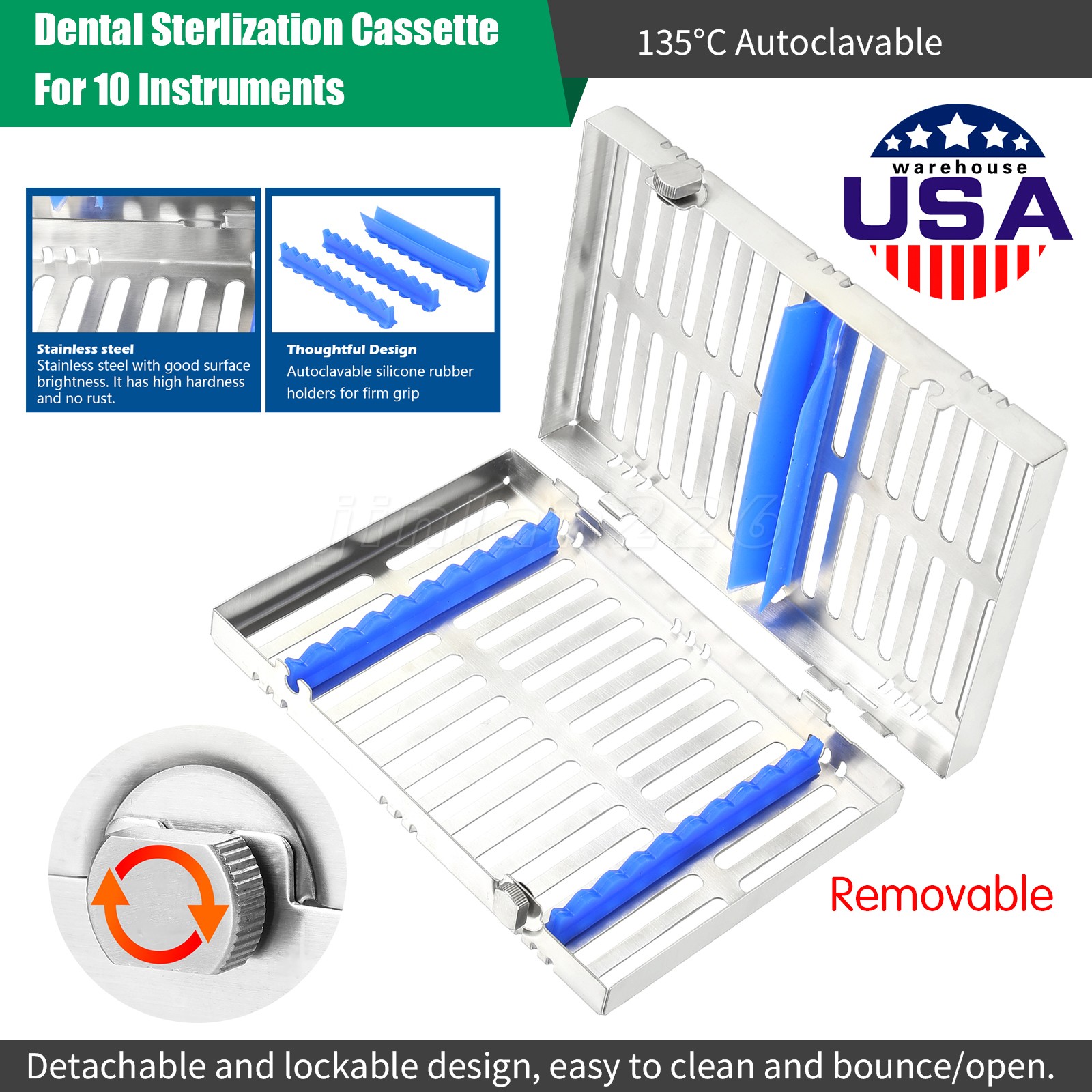Surgical Dental Instruments Cassette Tray Sterilization Box