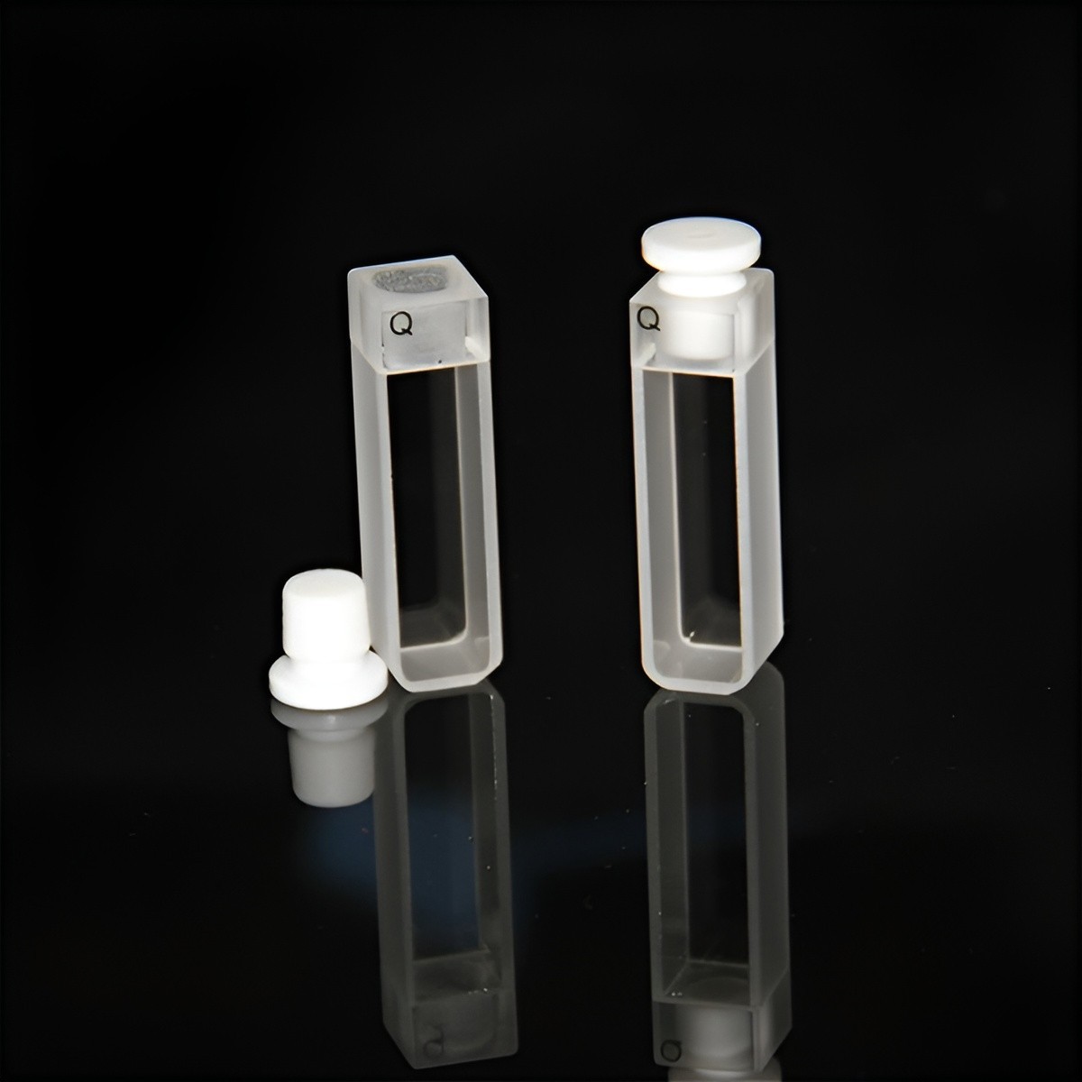 Quartz Cuvette 10mm Path 3.5mL PTFE Stopper JGS1 for UV-Vis Spectroscopy 2pcs
