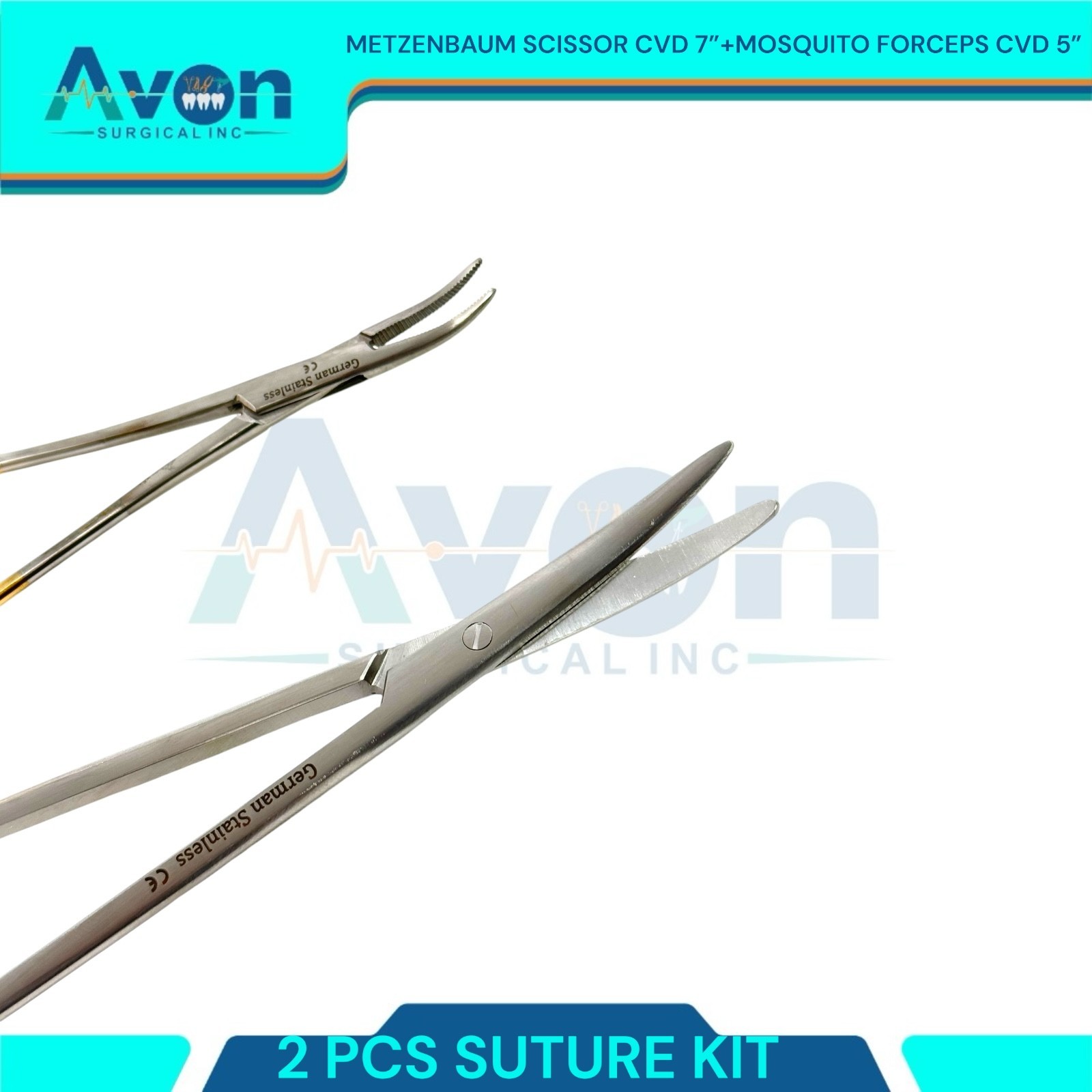 Premium Curved Suture Kit Metzenbaum Scissors 7″ & Mosquito Forceps 5″ (2PK)