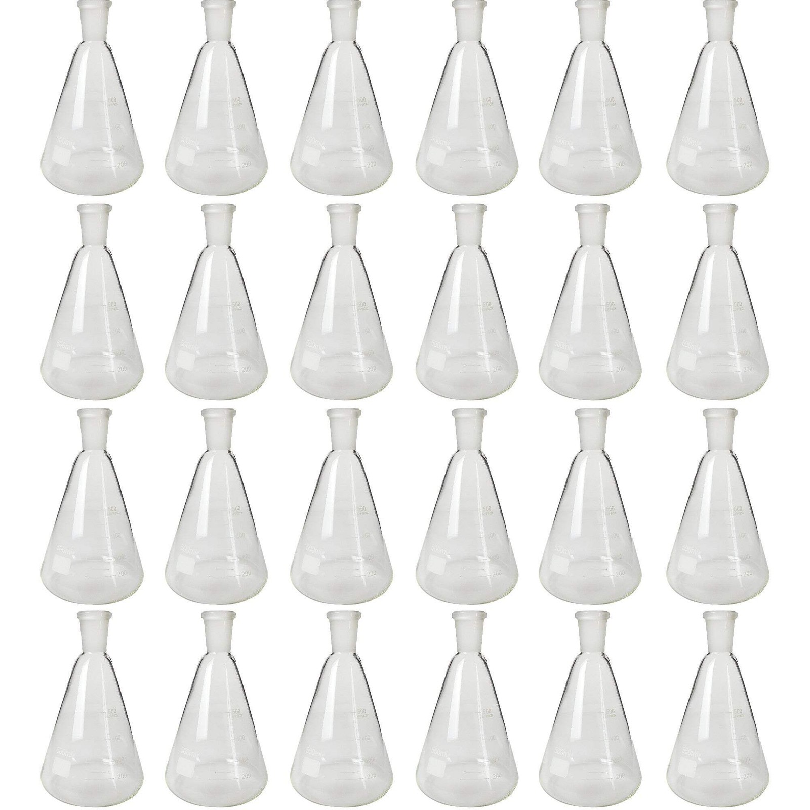 Erlenmeyer Flask, 24/40 Ground Glass Joint, 500ml capacity. Case of 24.