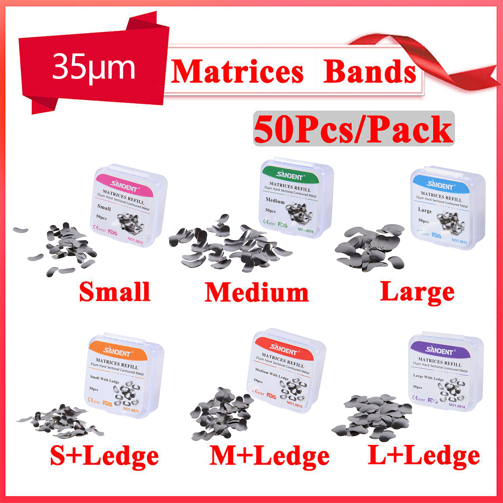 Dental Metal Matrices Bands Matrix Soft Refill Sectional Contoured 35μm S/M/L