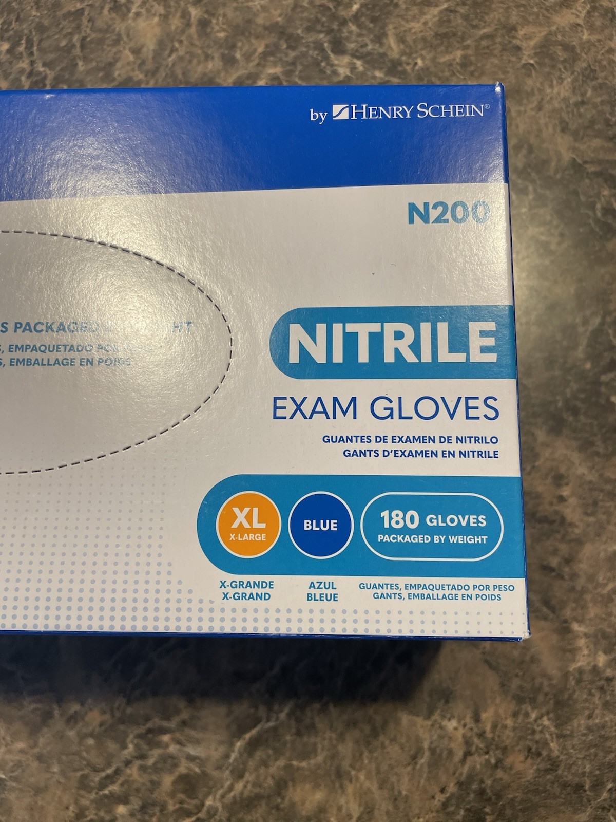 Henry Schein N200 Nitrile Exam Gloves XL Blue Powder-Free 180 Pack