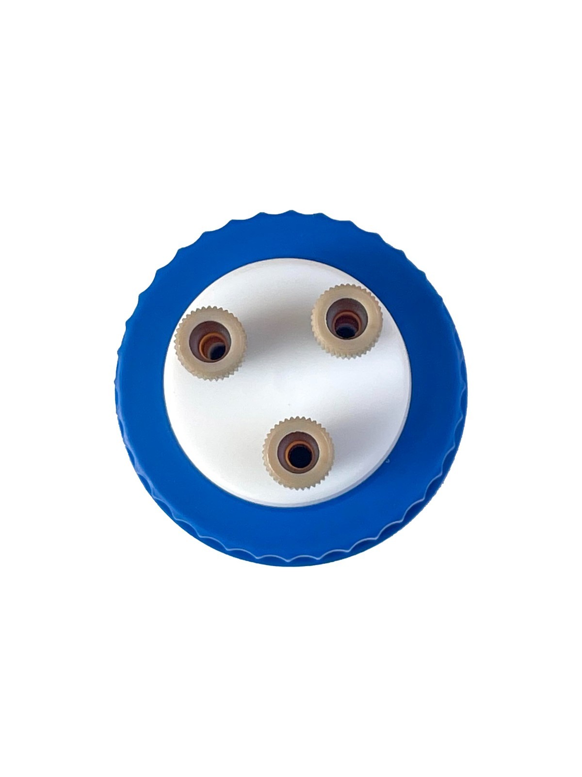 3-Port Lab Safety Cap with 1/4″-28 Thread Inserts & PEEK Fitting, GL45 for 1/8″