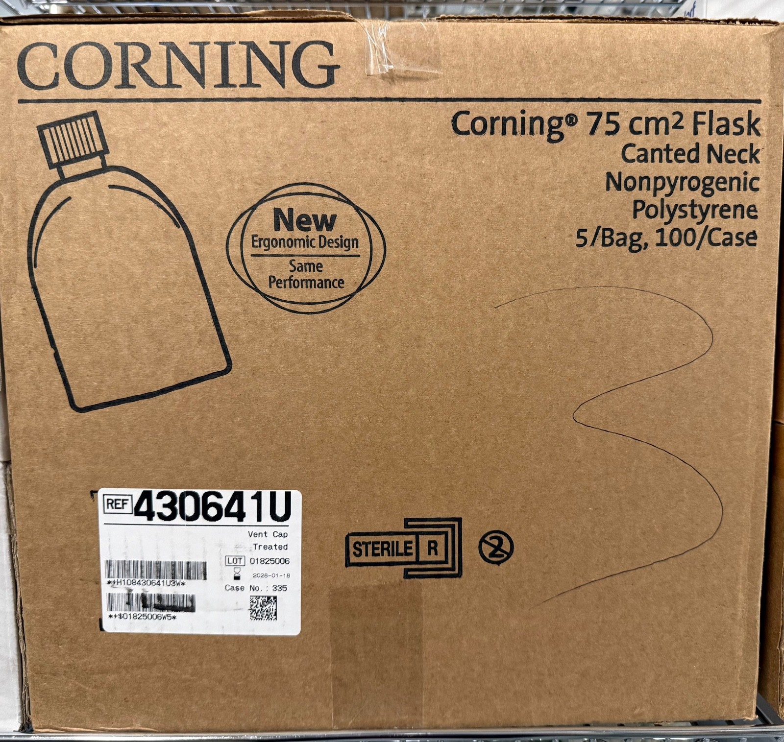Corning Cell Culture Flask 75 cm2 Canted Neck T-75 with Vent Cap 100 Flasks