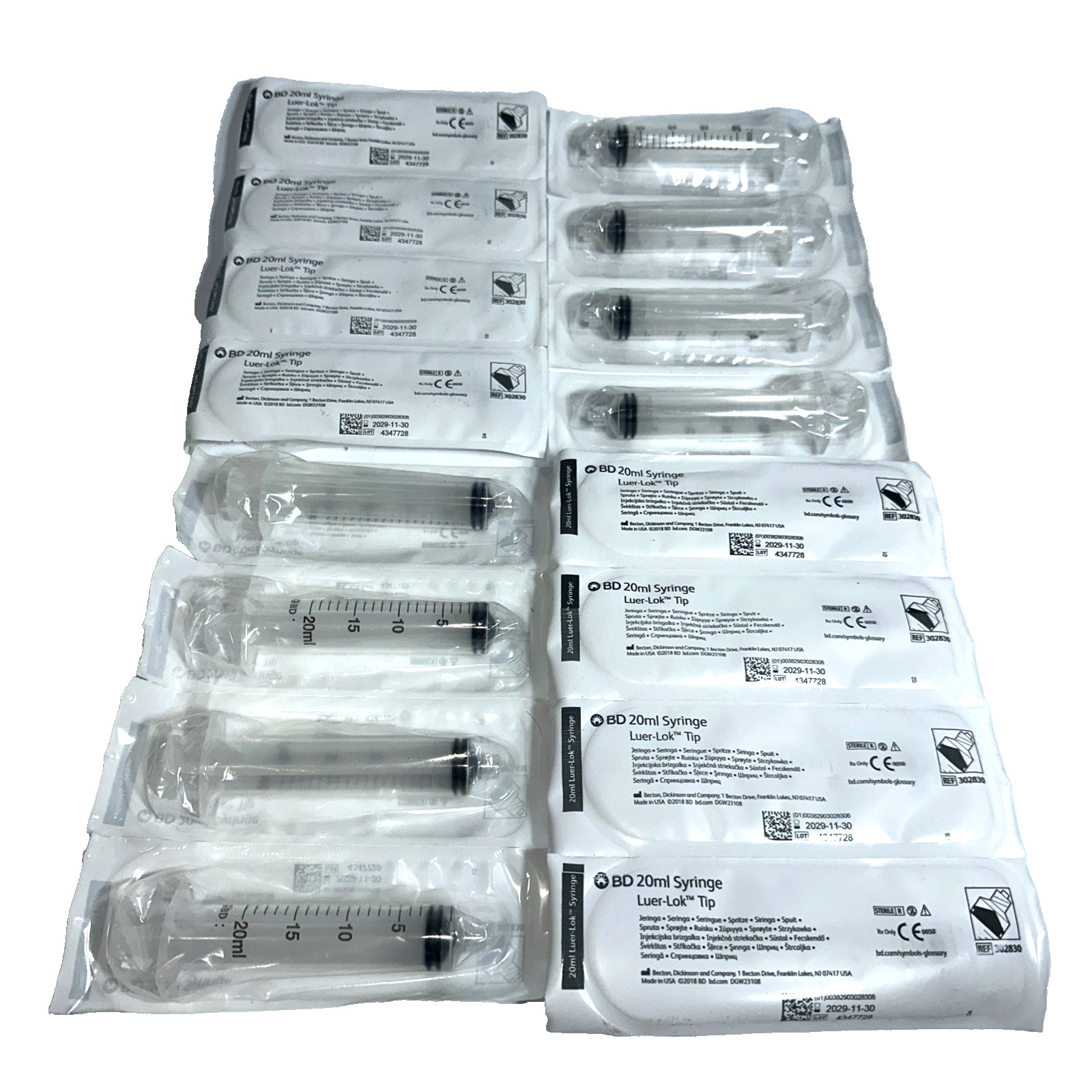 16 PACK – 20CC SYRINGES ONLY WITH LUER LOCK 20ML STERILE without Needle 11/2029