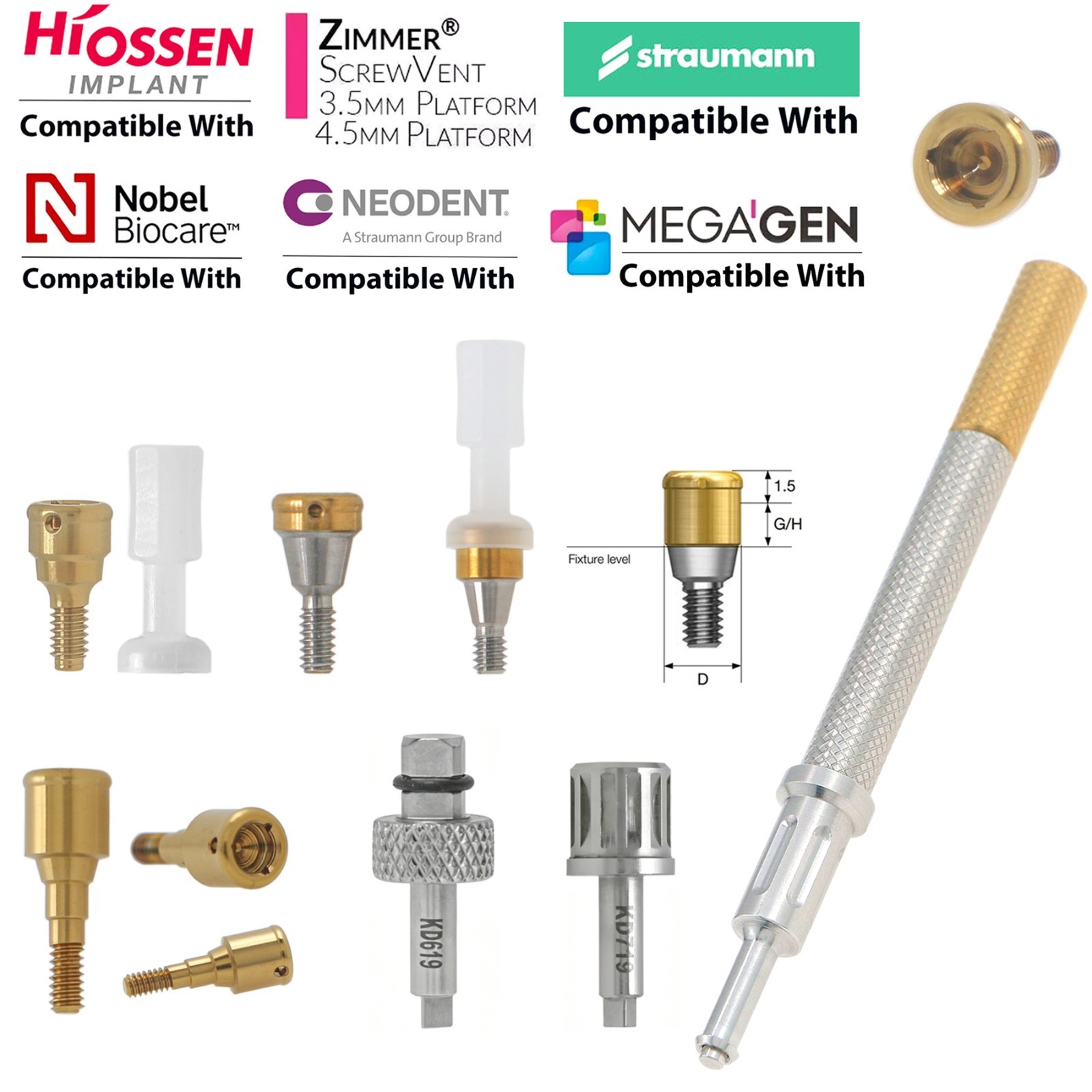 Dental Titanium Overdenture Locator Abutment Compatible Multi Implant Systems