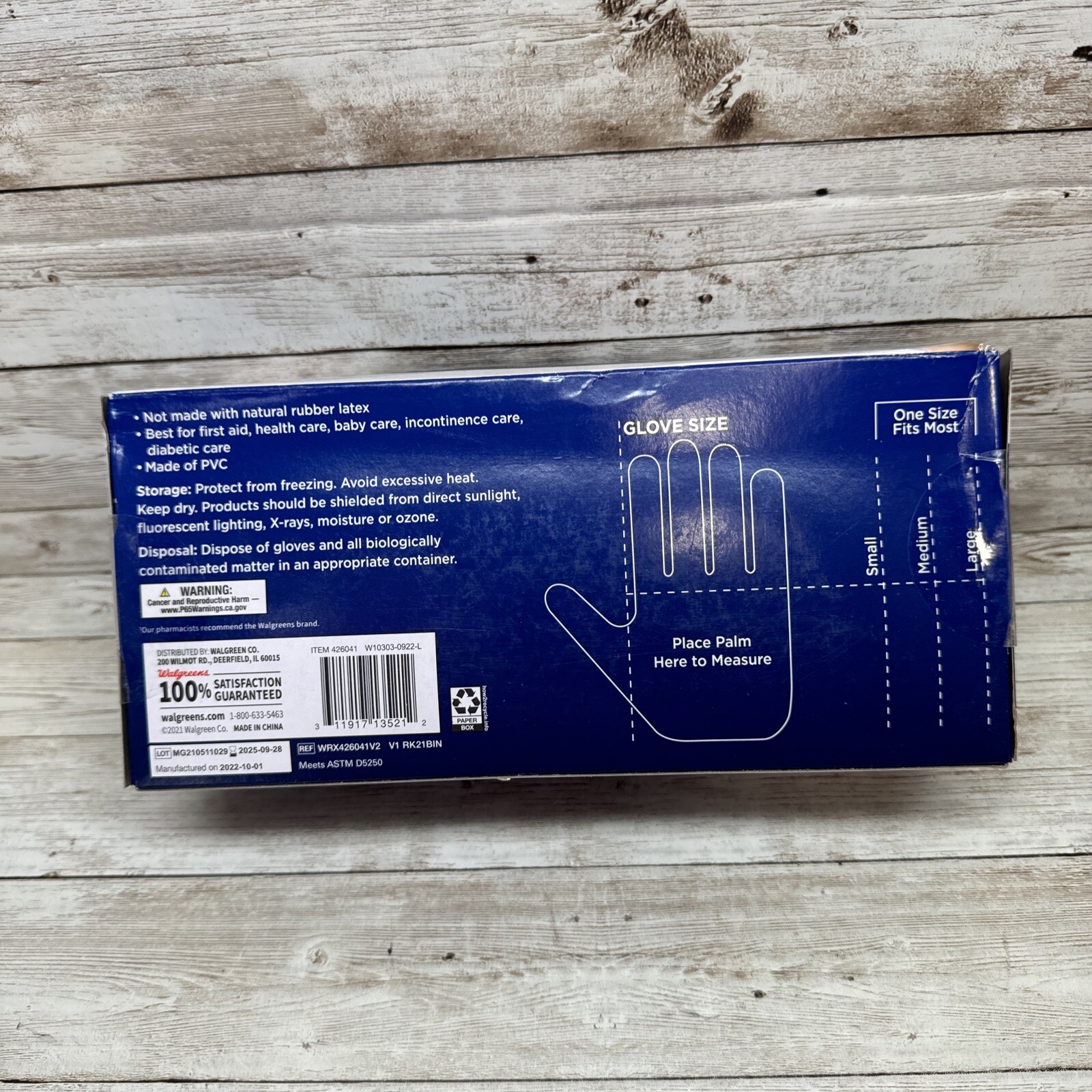 Walgreens Stretch Vinyl Exam Gloves 10 Boxes *One Size* Box of 120 Exp: 09/25