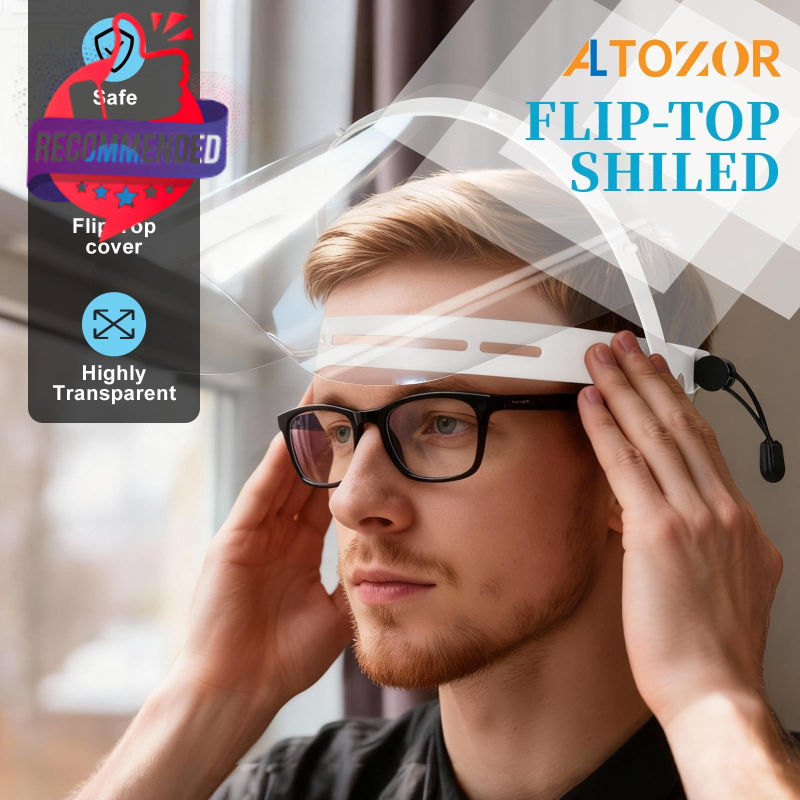 Full Protection Face Shield 10 Pack White – Lightweight Clear Polycarbonate