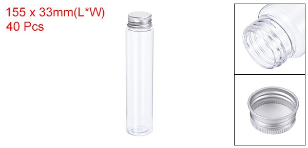 40Pcs 110ml Plastic Test Tubes w/ Screw Caps 155x33mm Tubes Aluminum Lid,