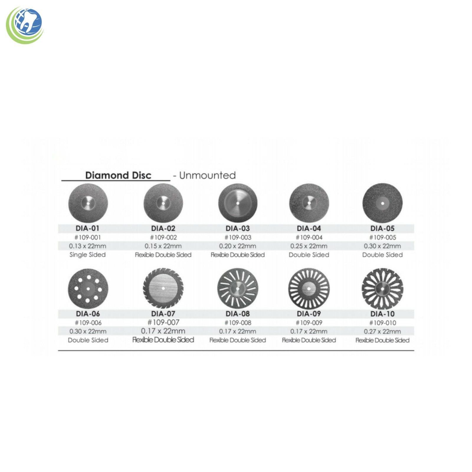 Dental Diamond Disc Single Double Sided Flexible Unmounted 1/Pkg Meta BesQual