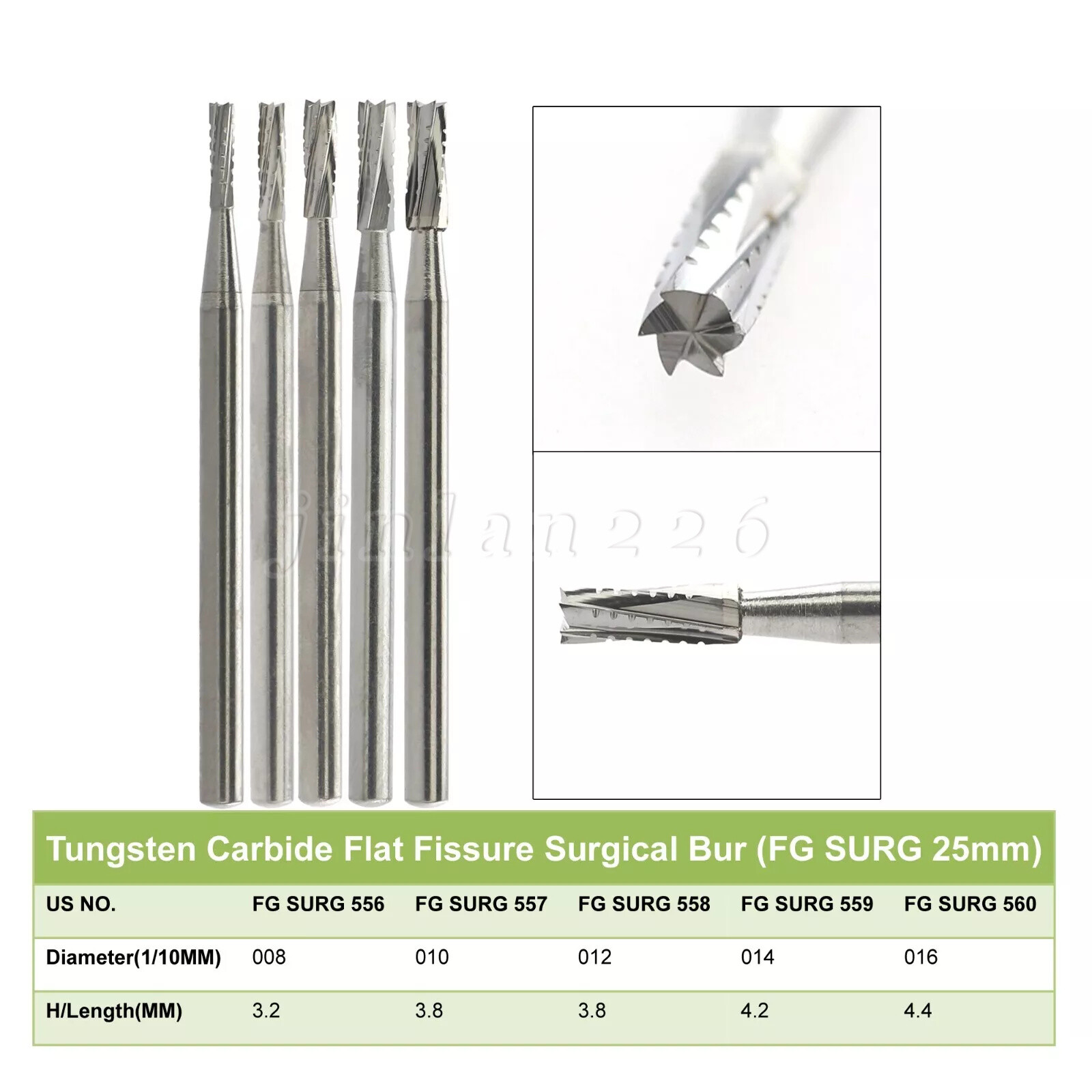 Dental Carbide Burs Surgical Bur Friction Grip FGOS 25mm