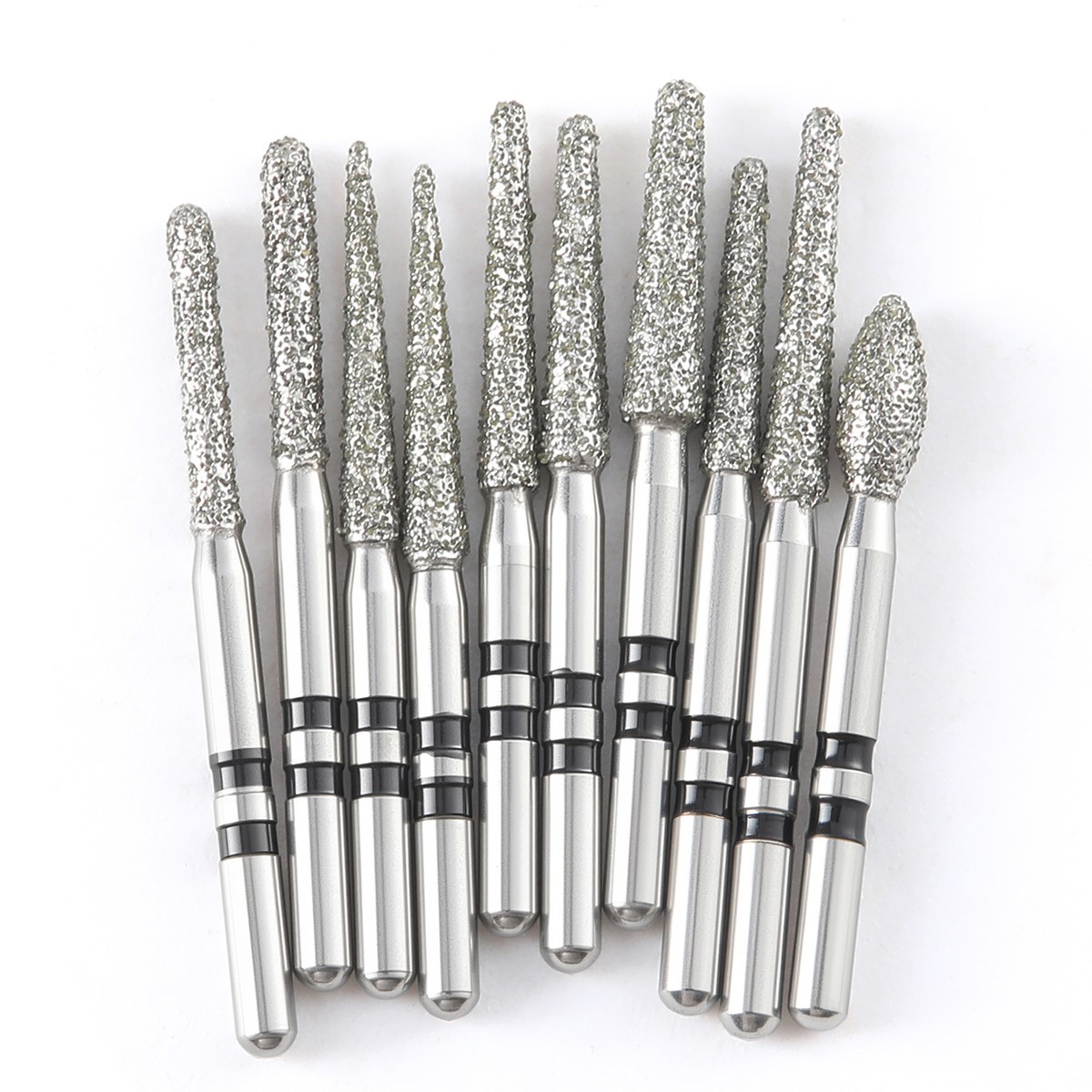 10Pc AZDENT Dental Diamond Zirconia Cutting Burs Kit Friction Grip Burs FG 1.6mm