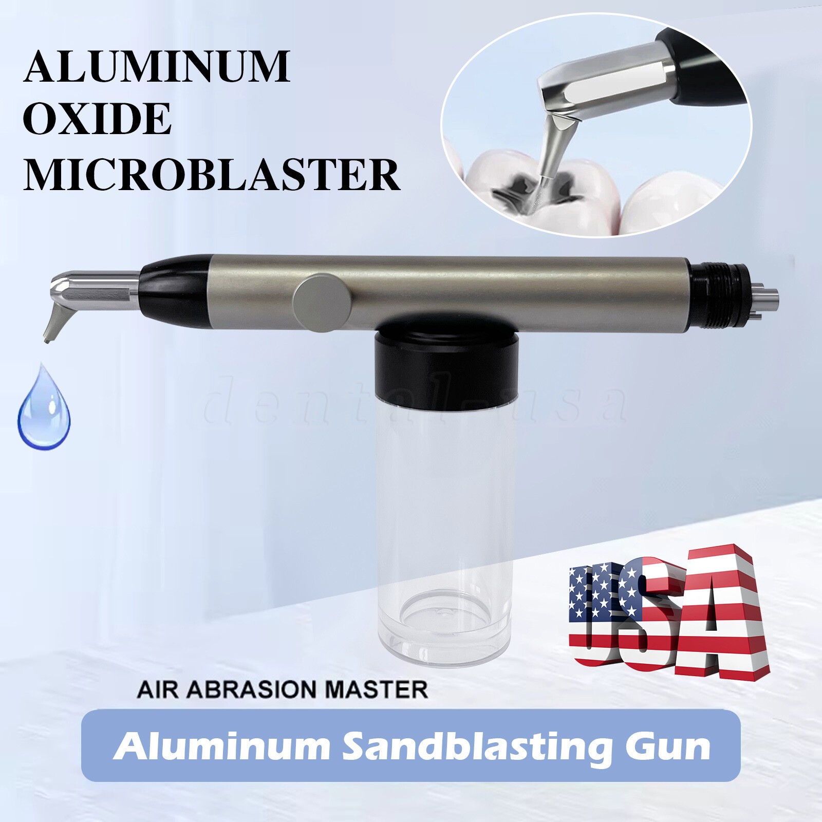 Dental Aluminum Oxide Micro Blaster Air Abrasion Polisher w Water Spray 4 Holes