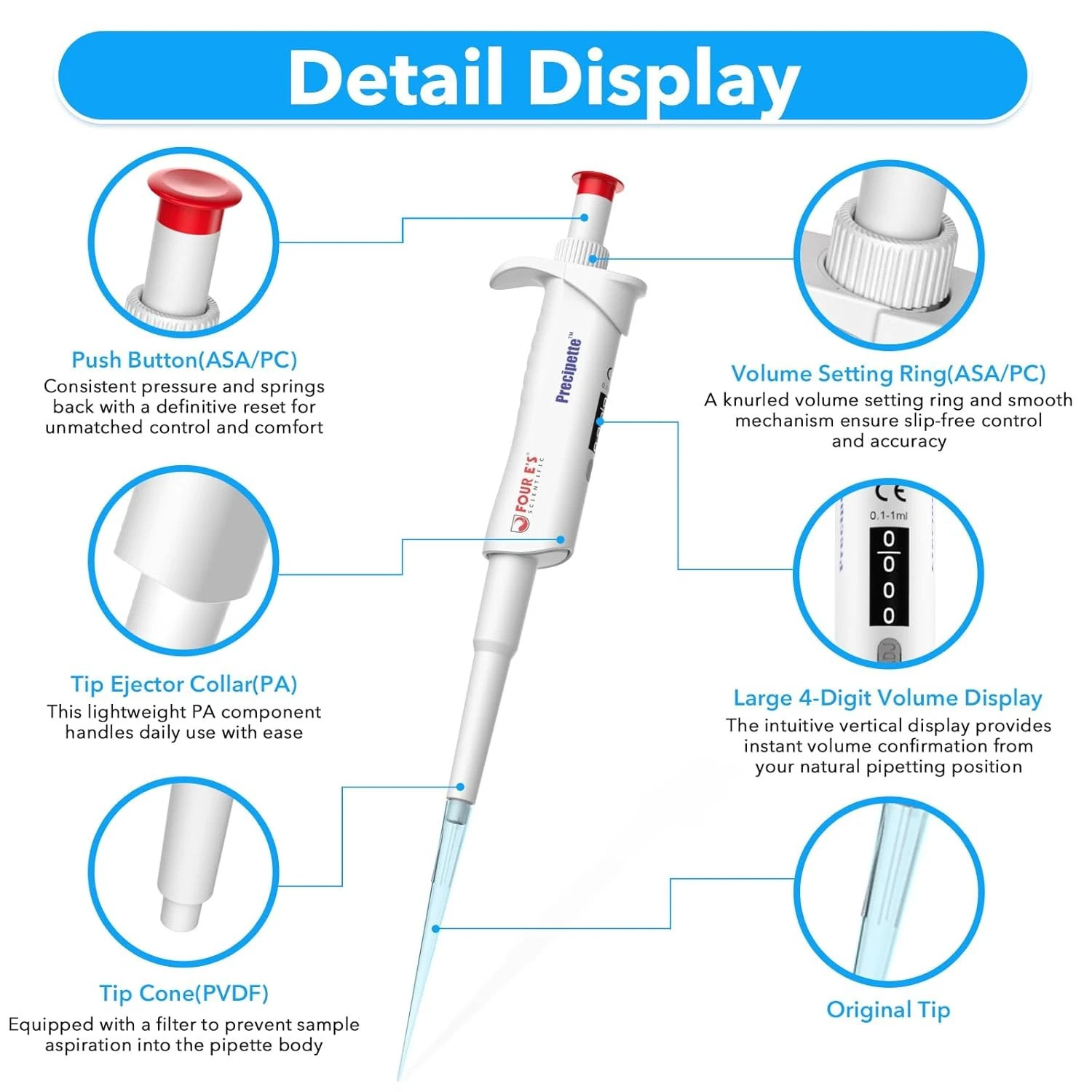 New 0.1-1ml Lab Micropipette Adjustable Manual Pipette Single Channel Pipettor